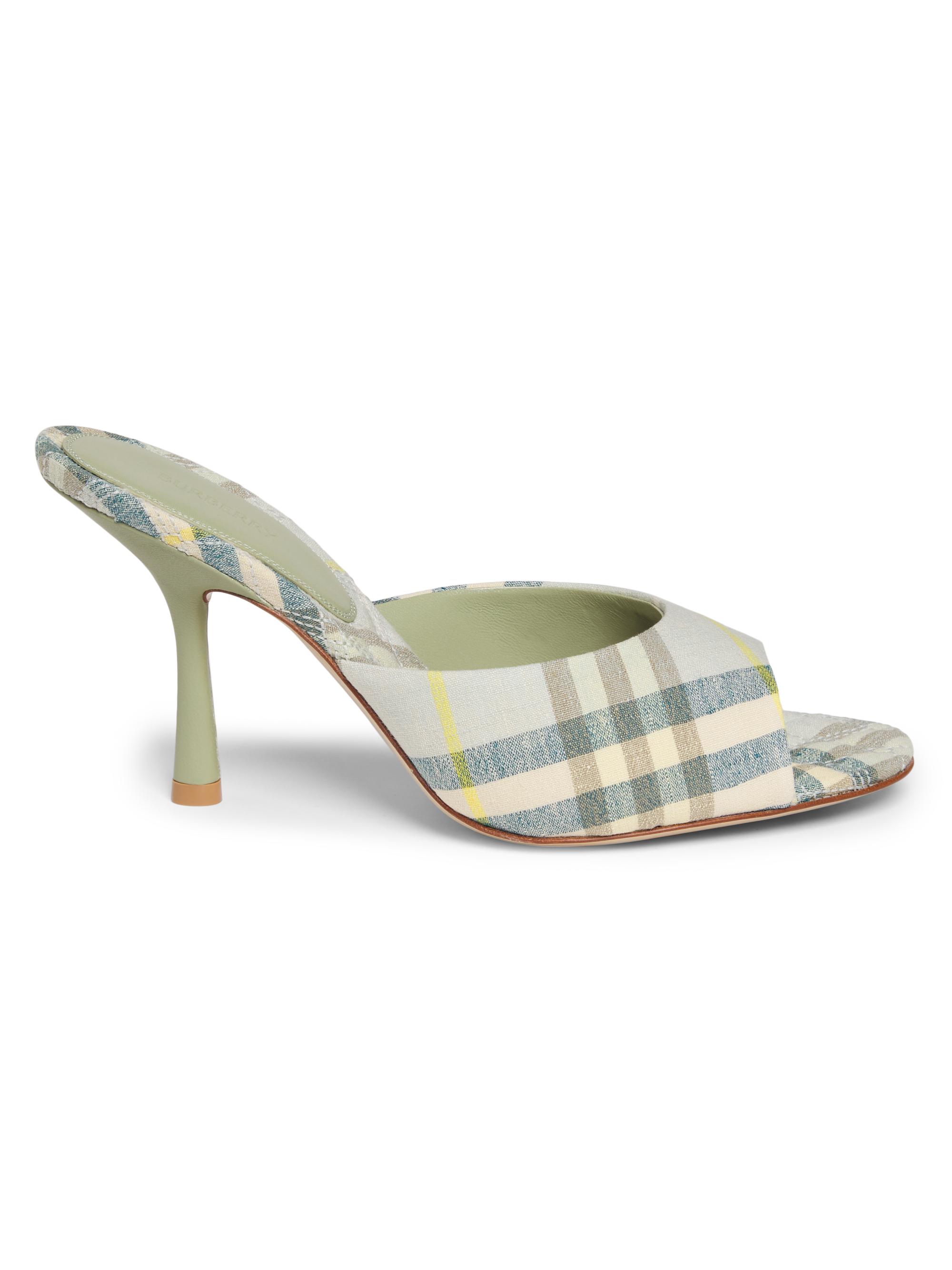 Burberry Women's Mews 90MM Check Linen-Blend Mules - Breeze Ip Check