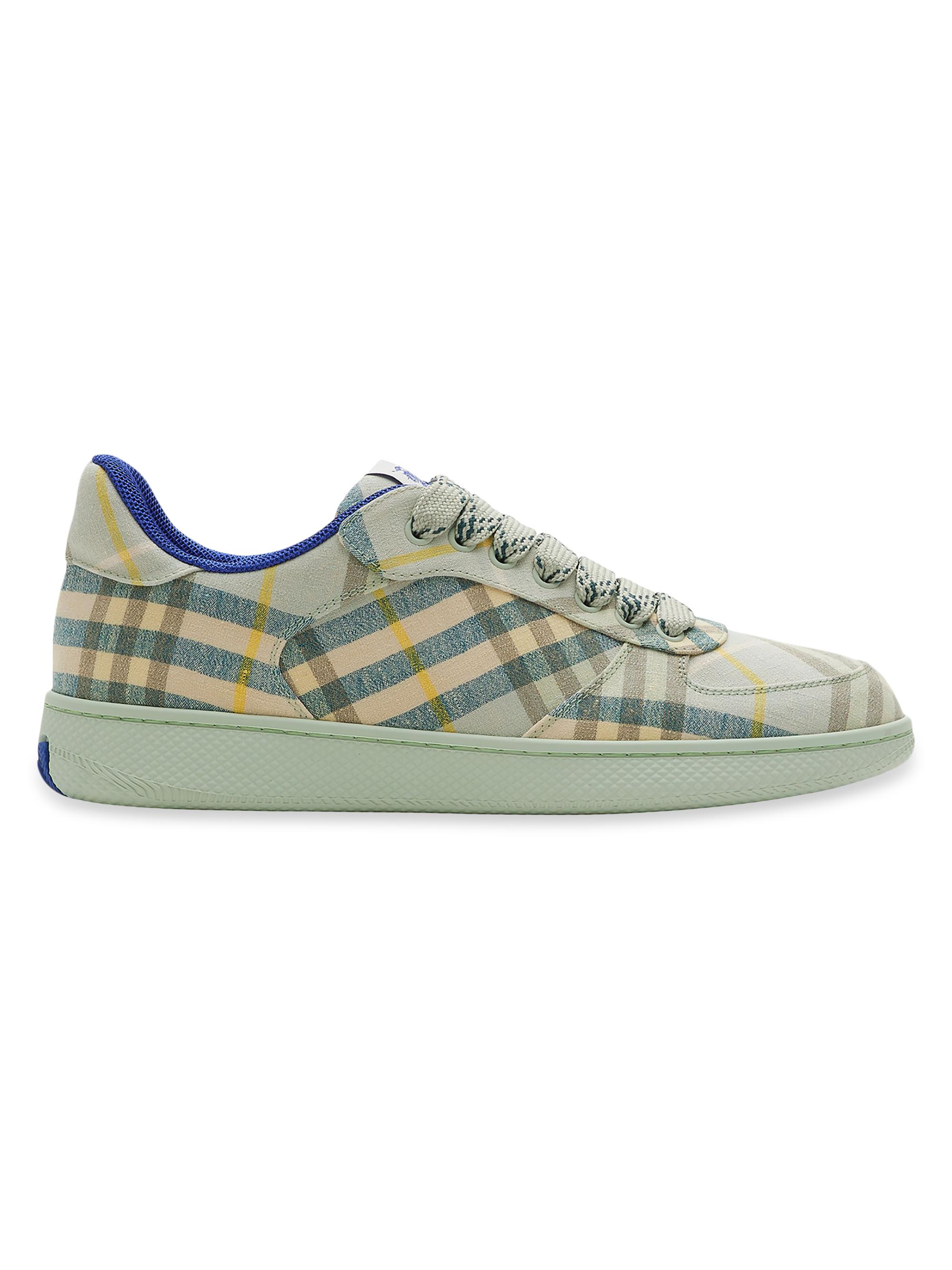 Burberry Women's Terrace Check Linen Low-Top Sneakers - Teacup Ip Check