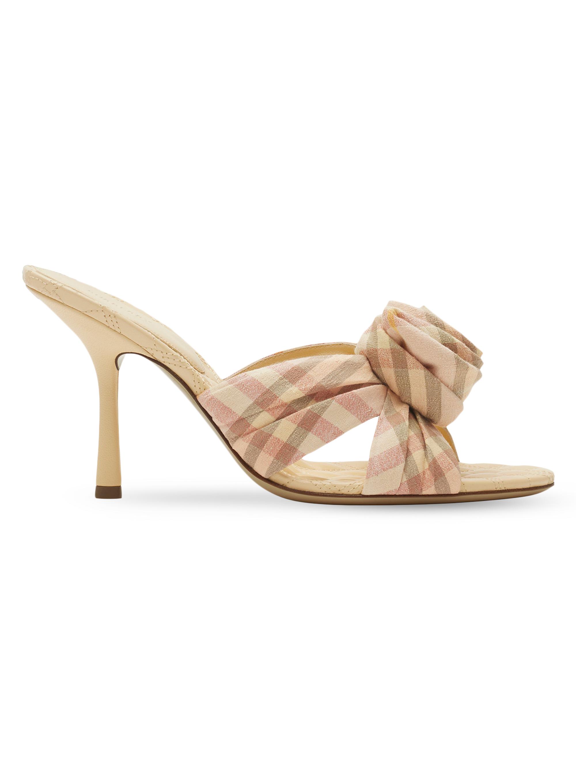 Burberry Mews Rose 90MM Check Mules | Saks Fifth Avenue
