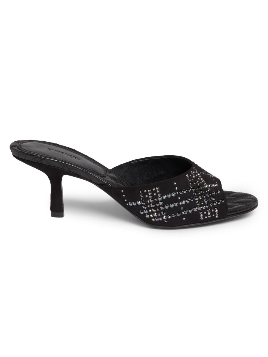 Burberry Mews Crystal-Embellished Suede Mules | Saks Fifth