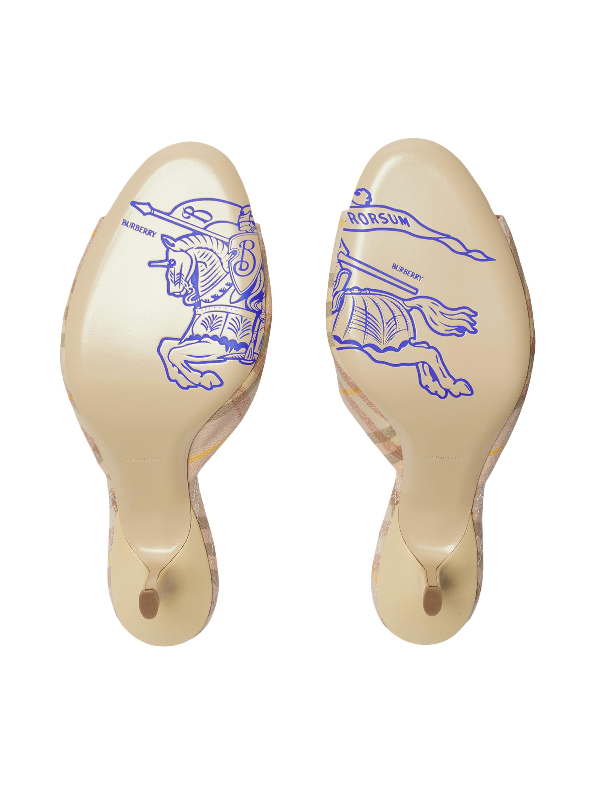 Burberry Mews 65MM Check Linen-Blend Mules | Saks Fifth Avenue