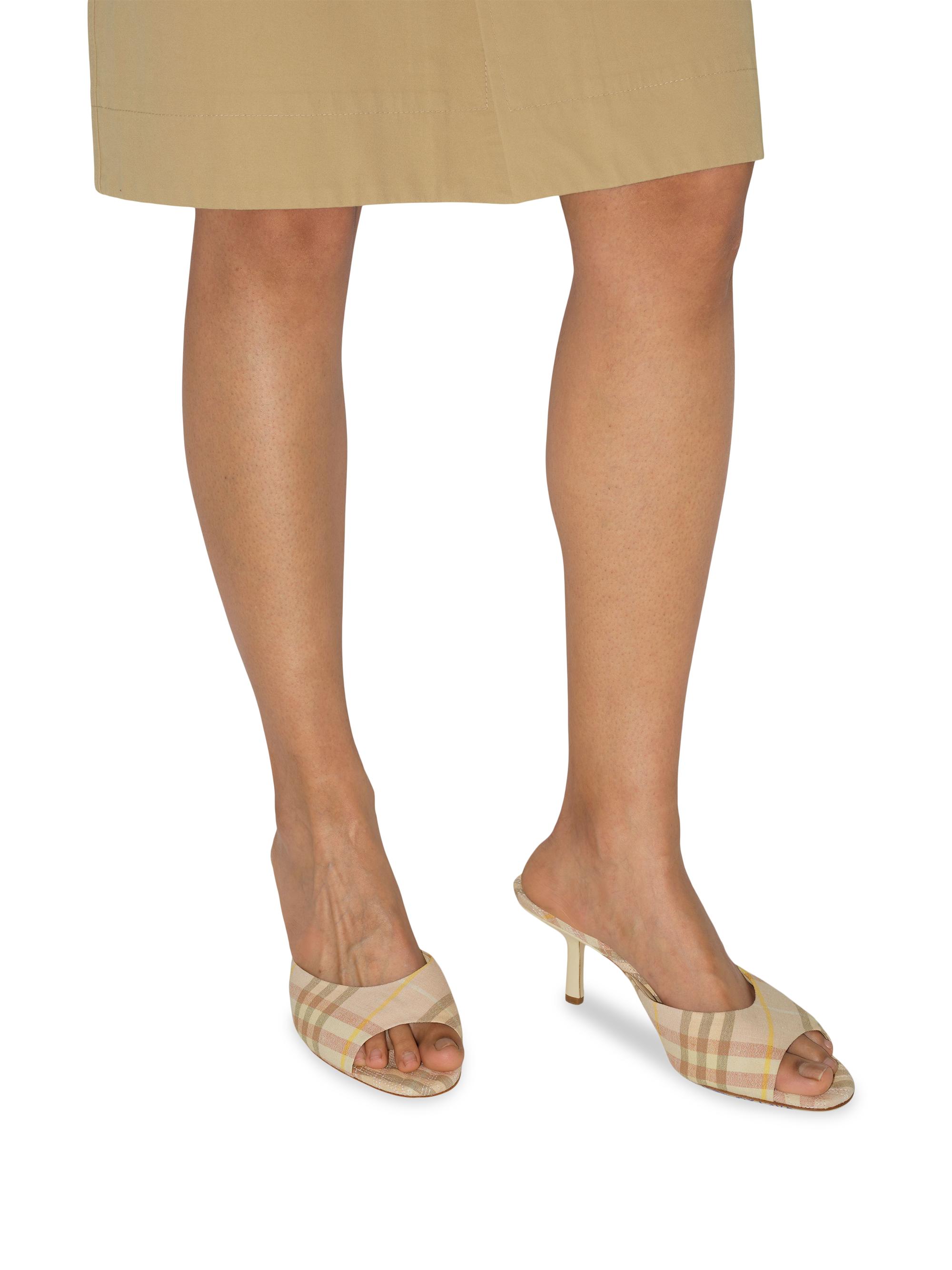 Burberry Mews 65MM Check Linen-Blend Mules | Saks Fifth Avenue
