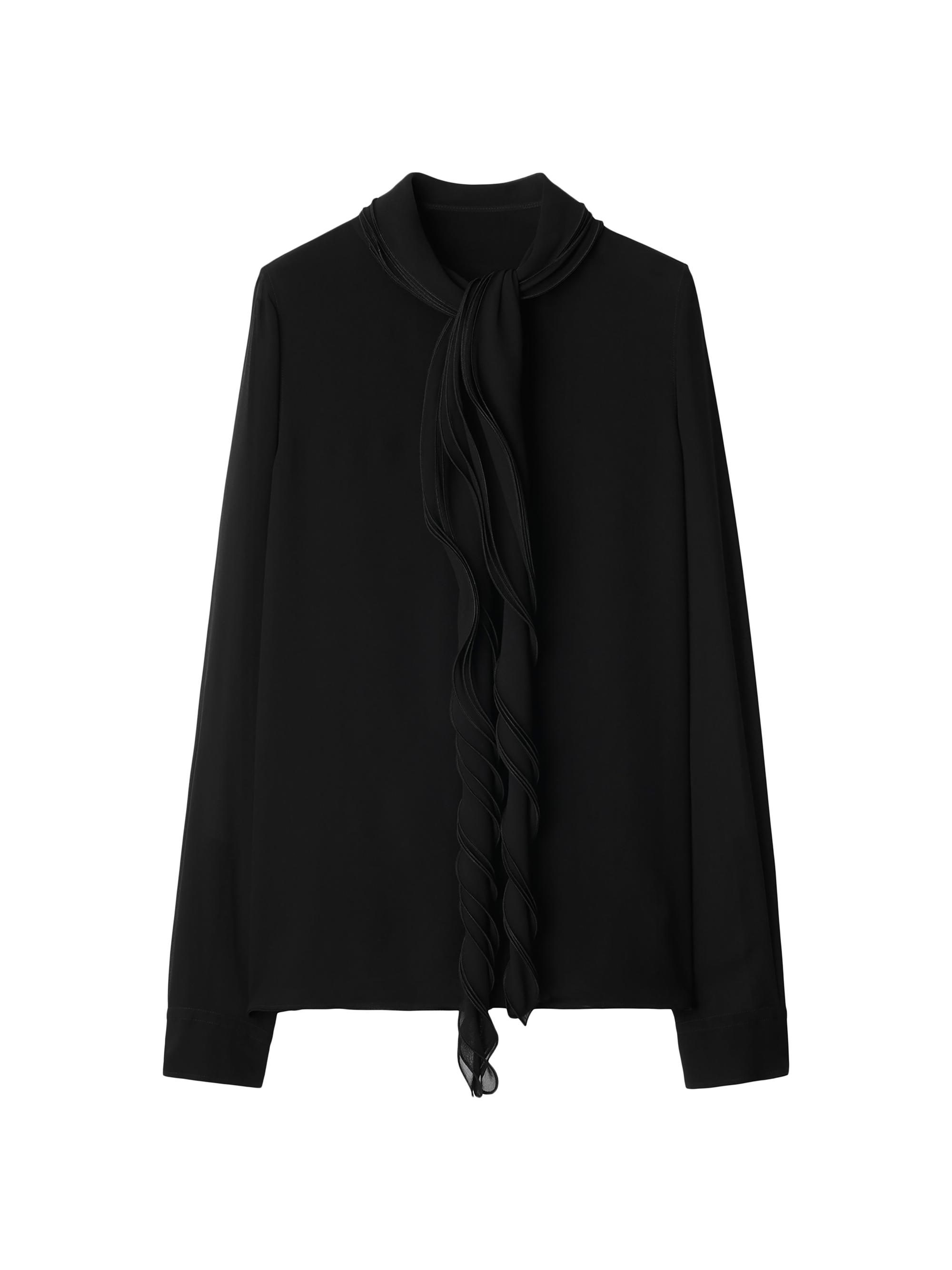 Burberry Women's Silk Ruffle Blouse - Black