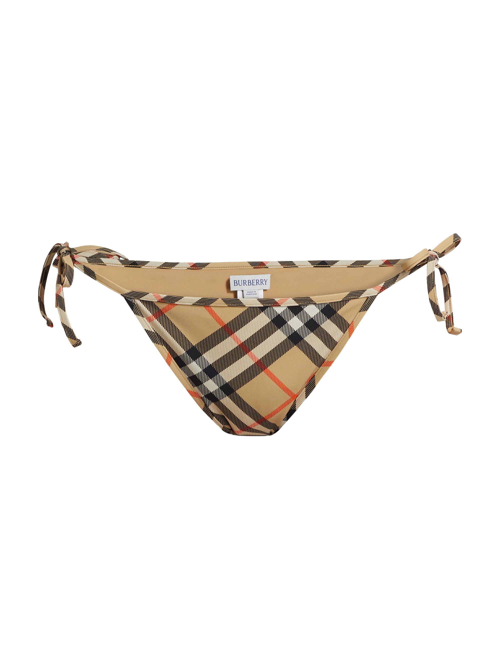 Burberry Women's Check String Bikini Bottom - Sand Ip Check