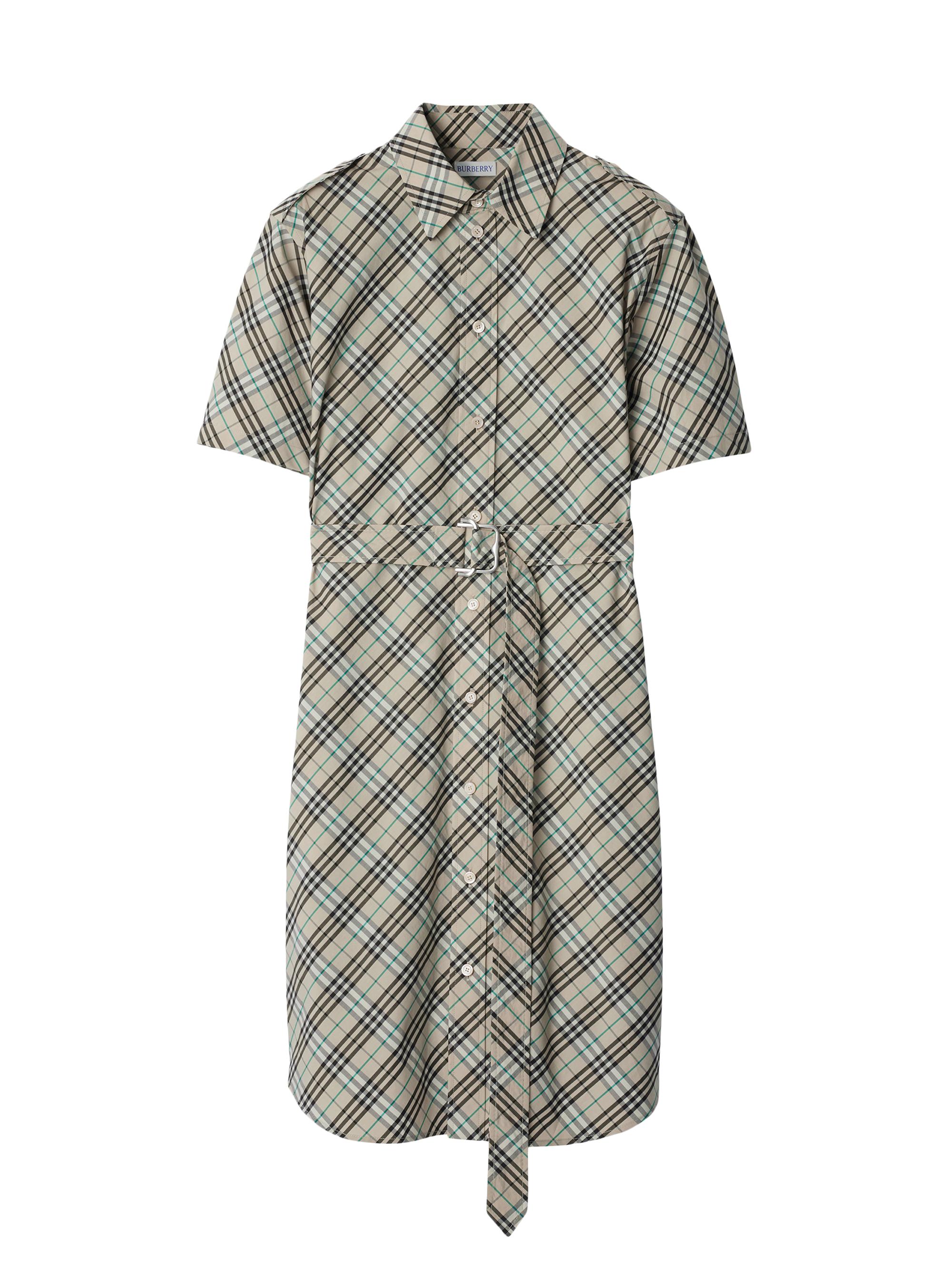 Burberry Women's Check Poplin Belted Shirtdress - Husk Ip Check