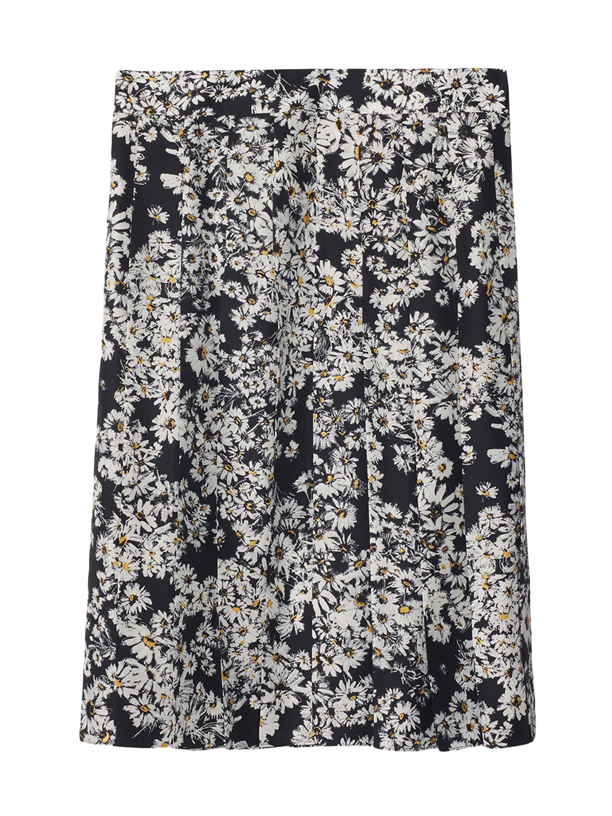 Burberry Women's Daisy Printed Silk Midi-Skirt - Black Ippat