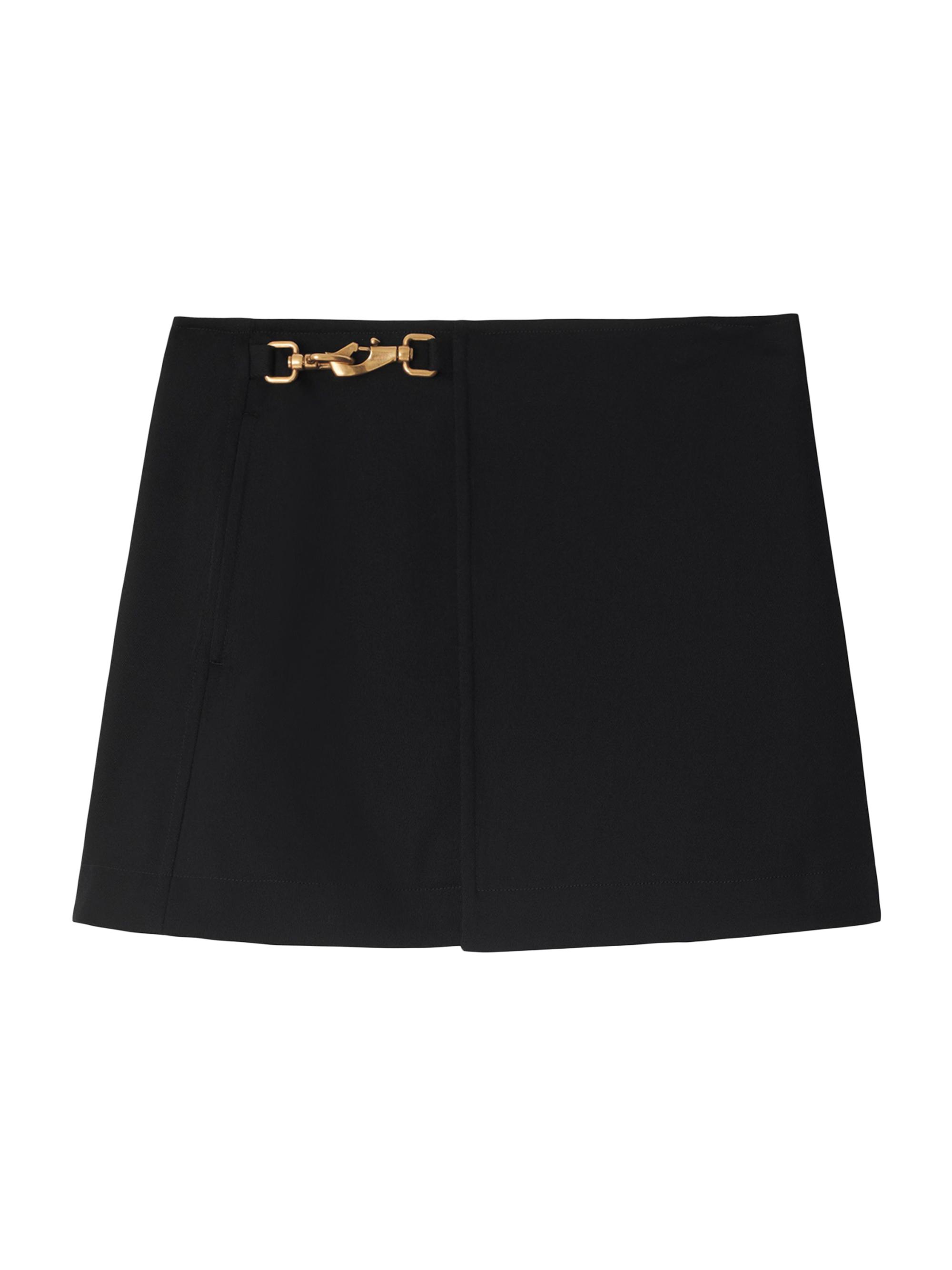 Burberry Women's Lobster Clasp-Fastened Wool Miniskirt - Black