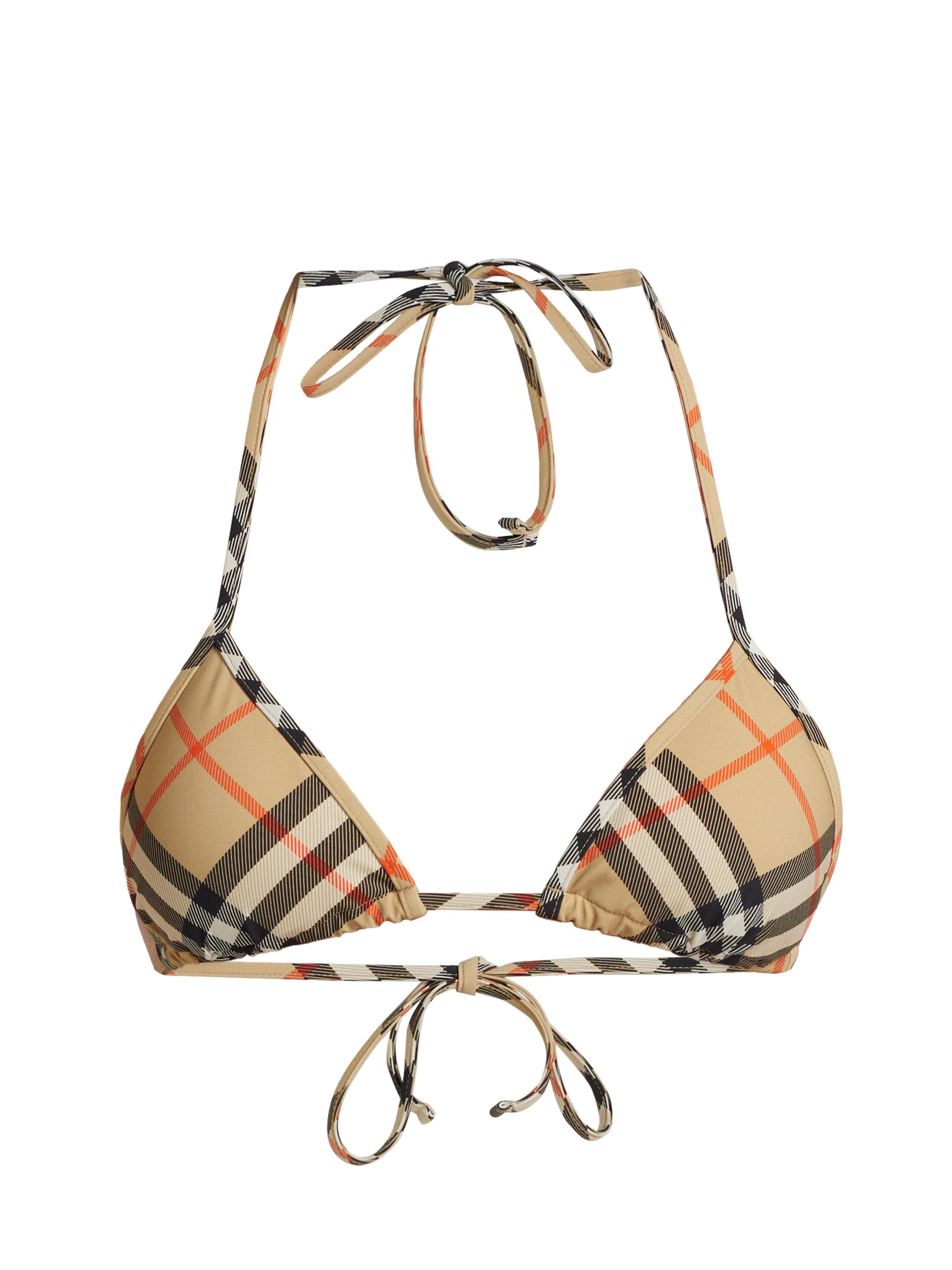 Burberry Women's Check String Bikini Top - Sand Ip Check