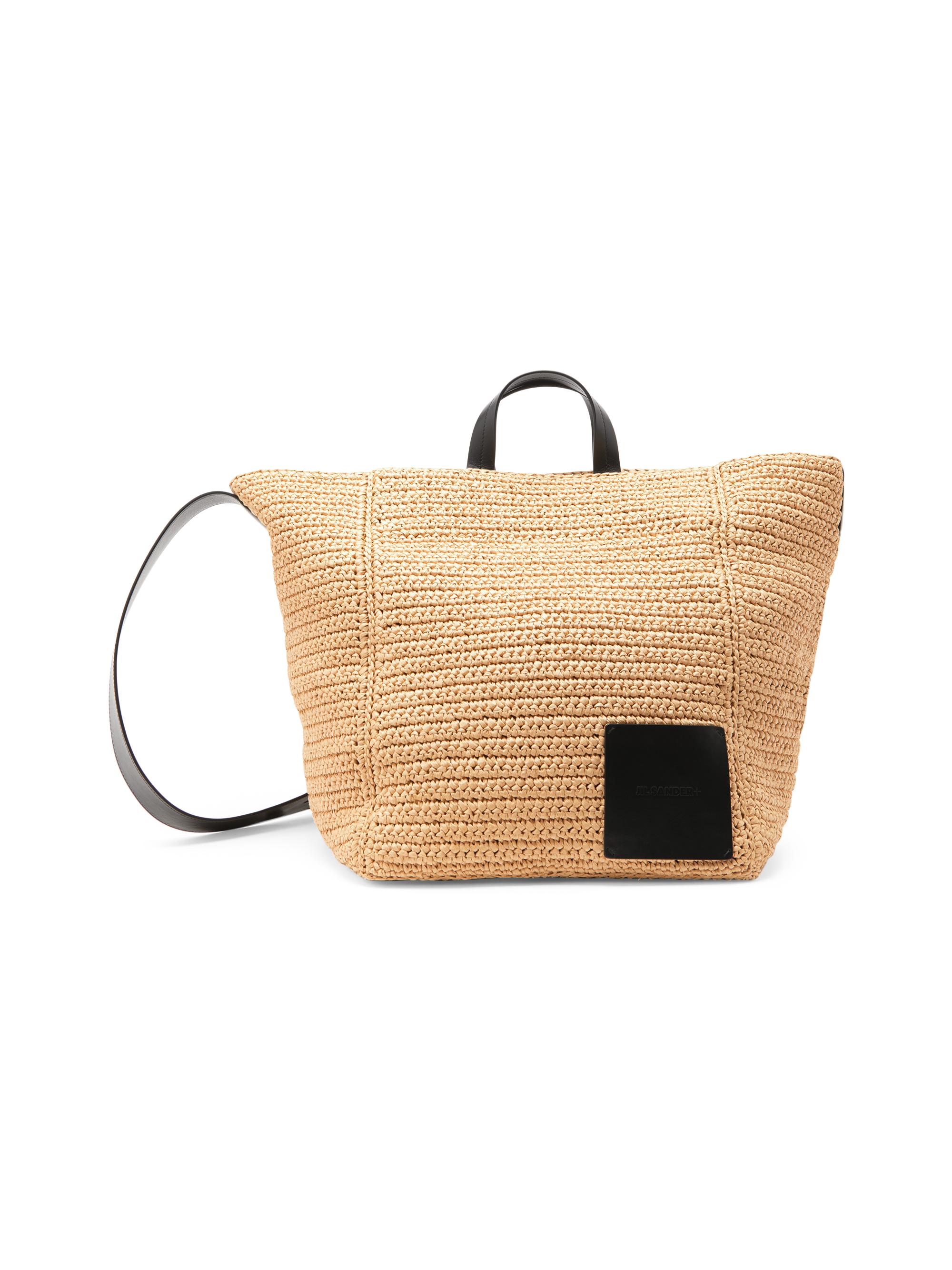 Jil Sander Women's Crochet Raffia & Leather Tote Bag - Natural
