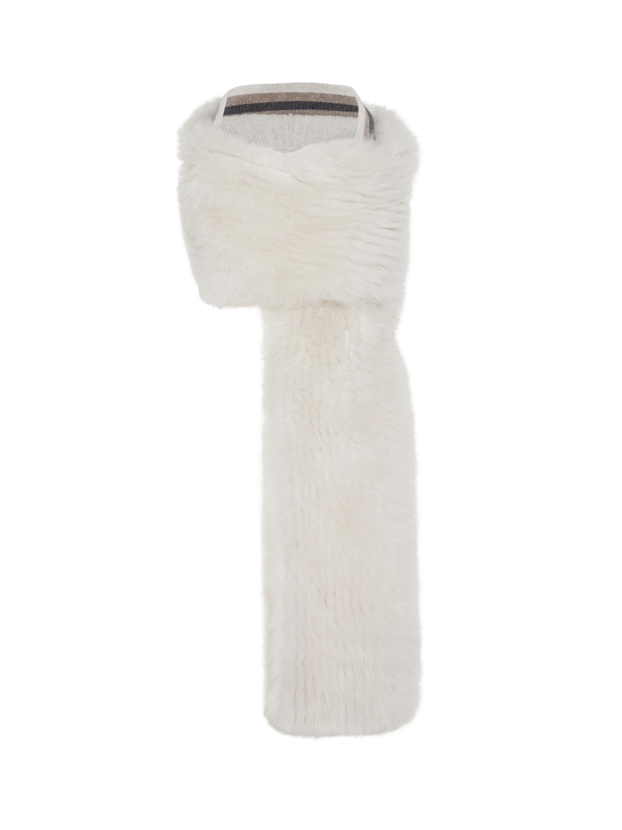 Brunello Cucinelli Women's Cozy Shearling Hooded Scarf in Cashmere - Pearl Grey