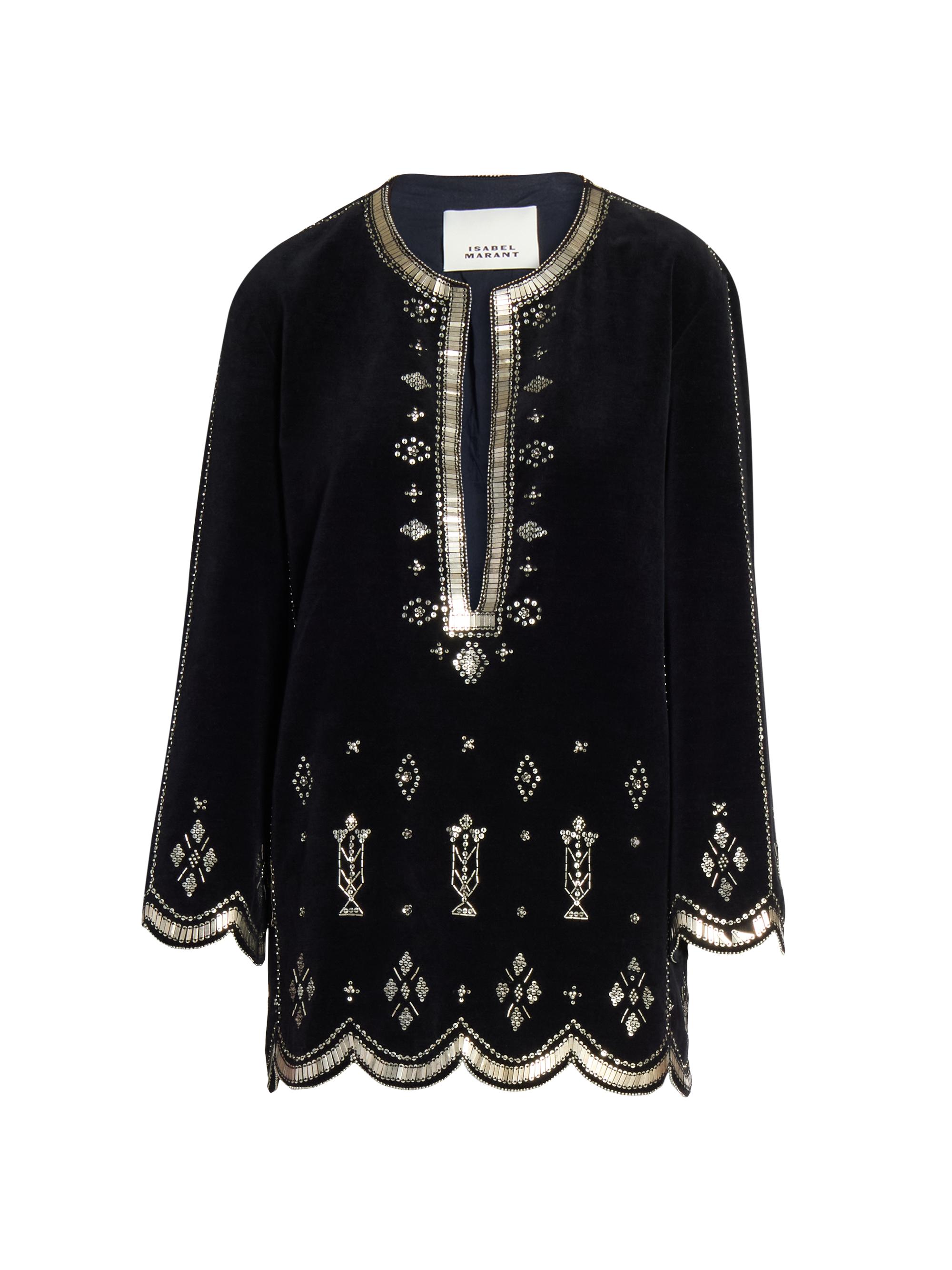 Isabel Marant Women's Helene Beaded Cotton Minidress - Black Silver