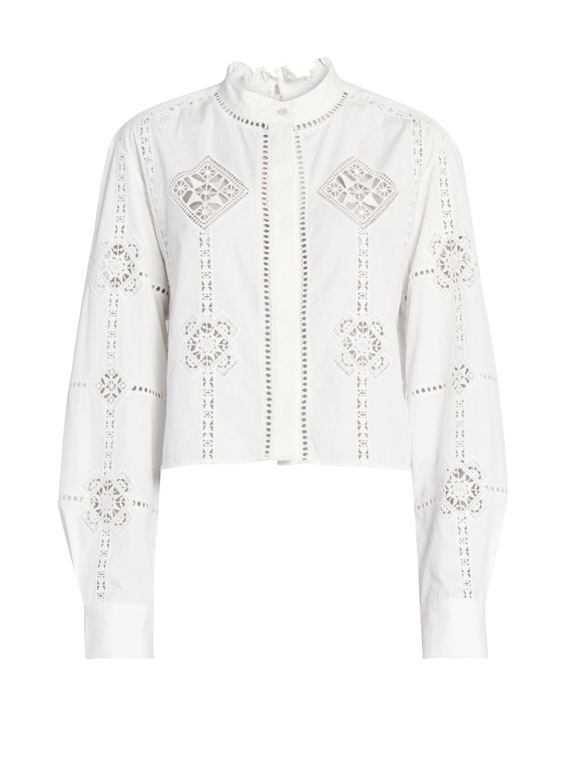 Isabel Marant Women's Serena Embroidered Cotton Blouse - White