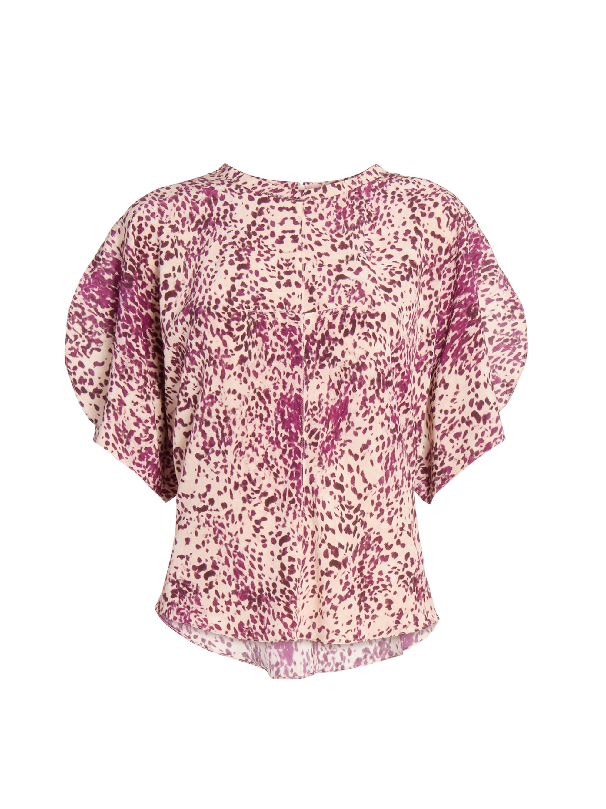 Isabel Marant Women's Karlita Printed Silk-Blend Top - Purple Ecru