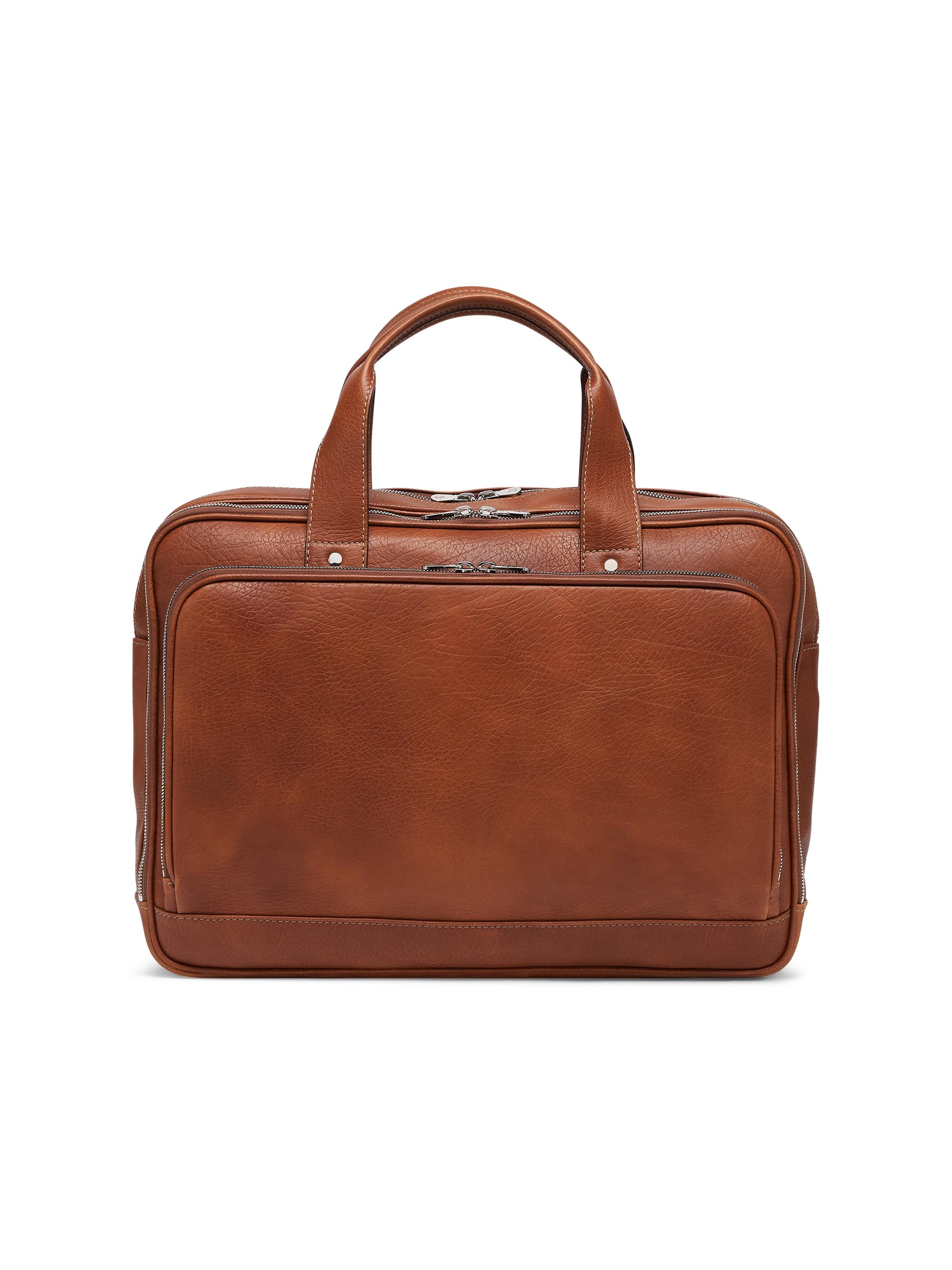 Brunello Cucinelli Men's Grained Calfskin Briefcase - Copper