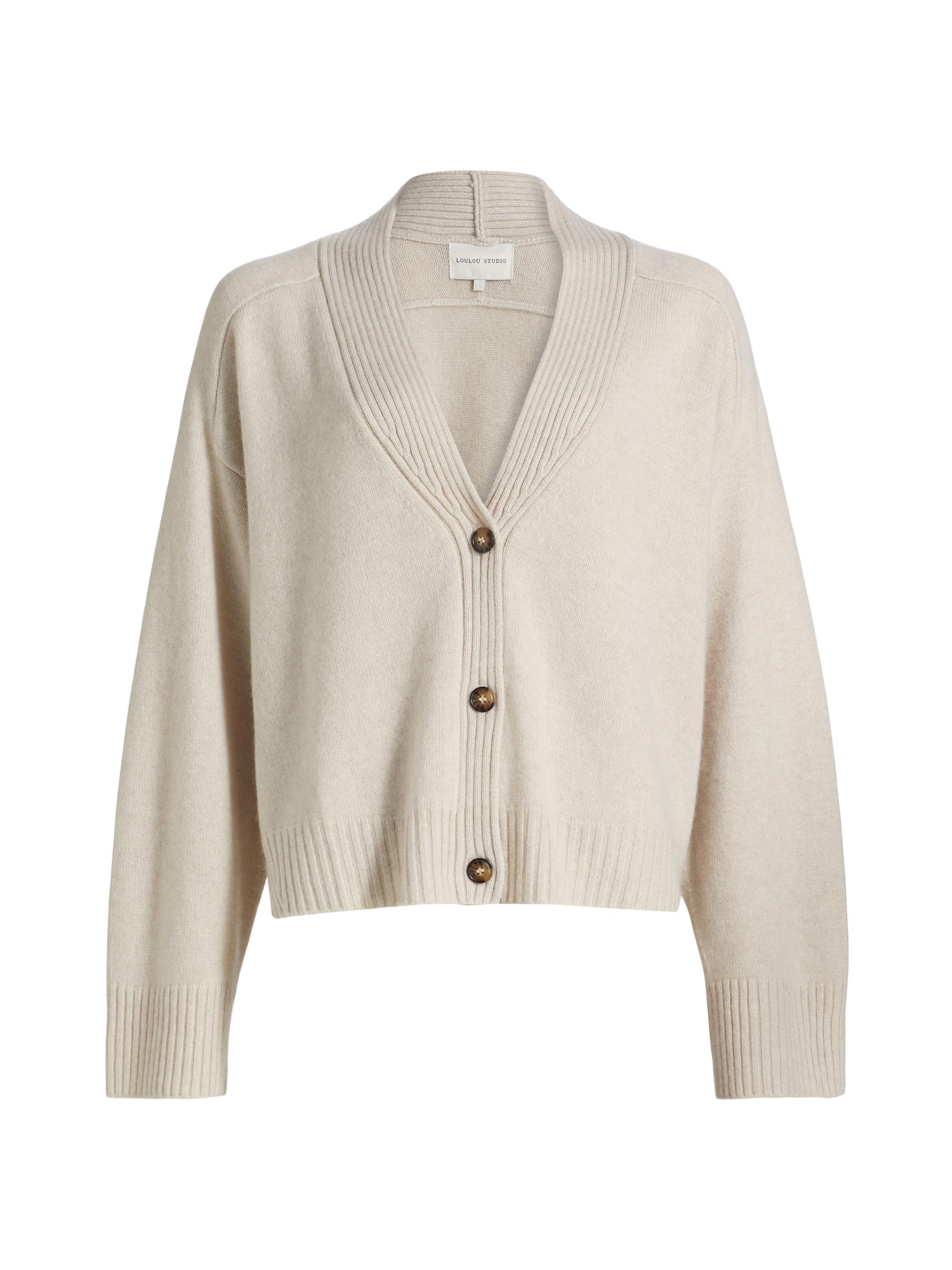 Loulou de Saison Women's Kaia Melange Cashmere Cardigan - Oat Melange