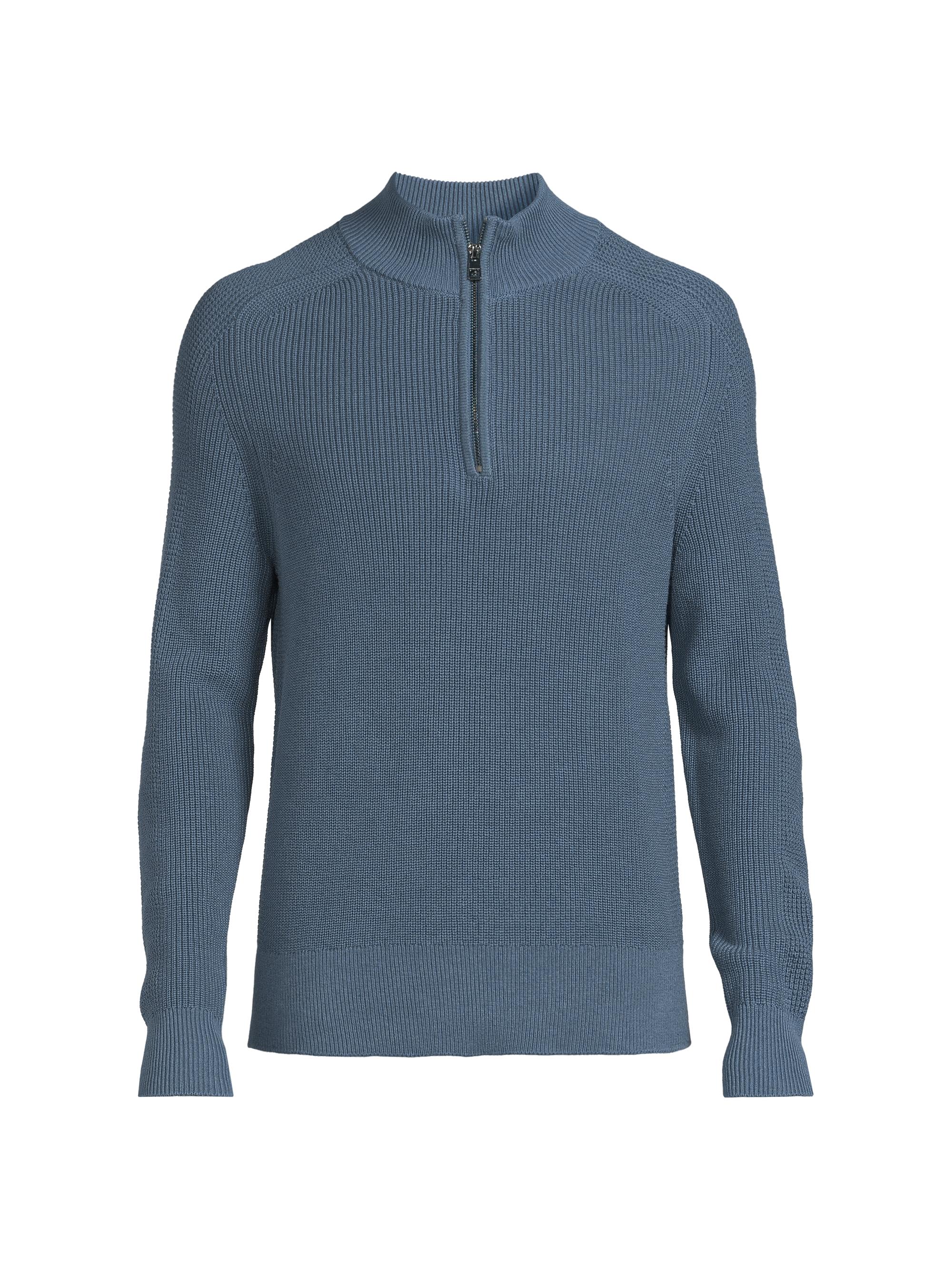 Michael Kors Men's Mixed Stitch Quarter-Zip Sweater - Dark Chambray