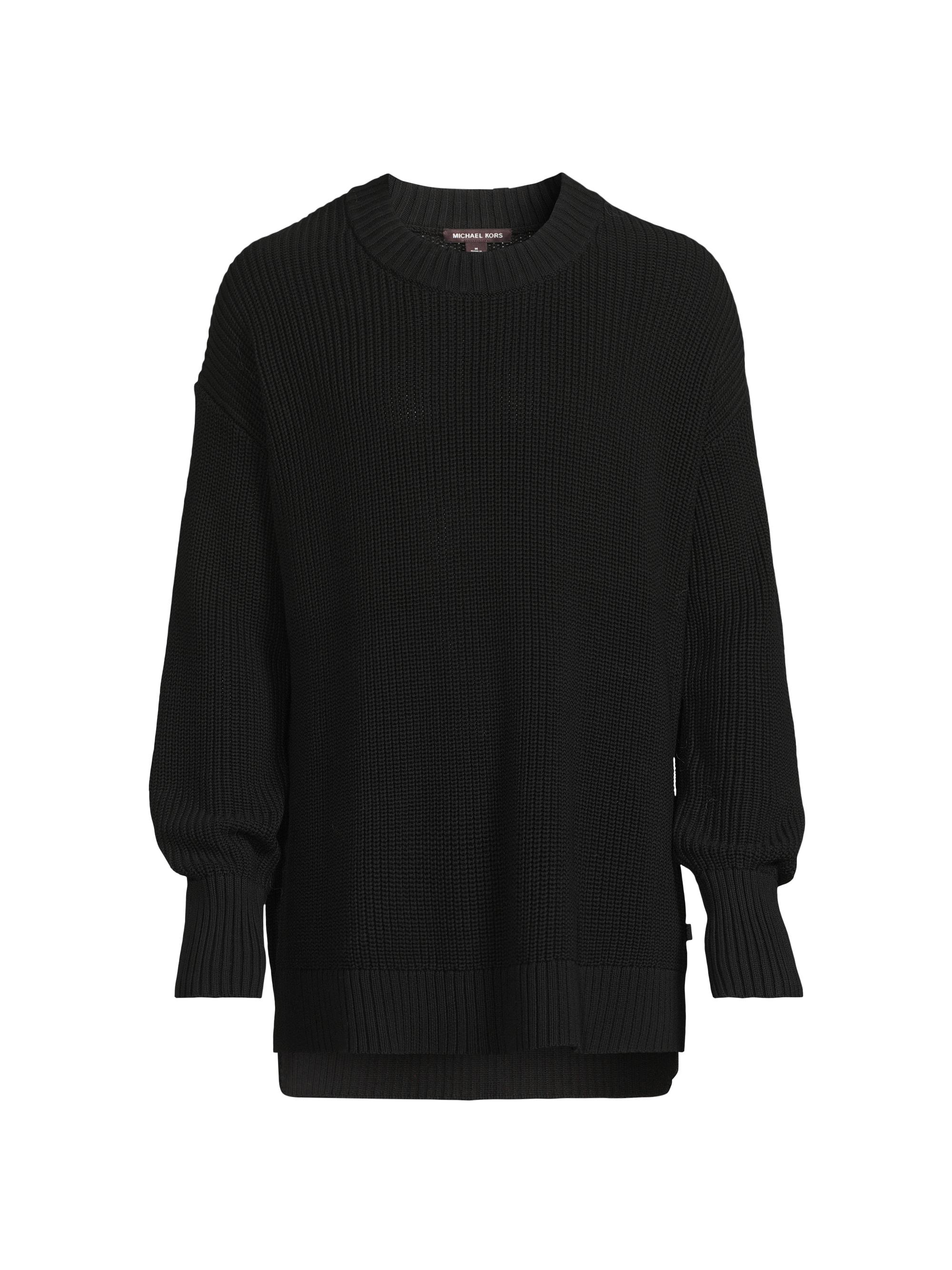 MICHAEL KORS ブラック セーター Michael Kors Stepped Hem Cotton Sweater | Saks Fifth Avenue