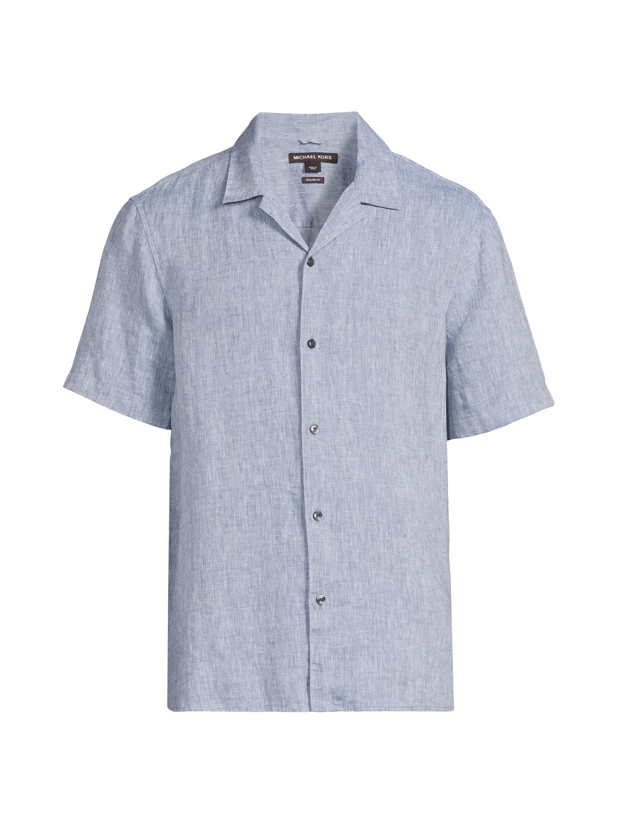Michael Kors Men's Camp Linen Shirt - Dark Chambray