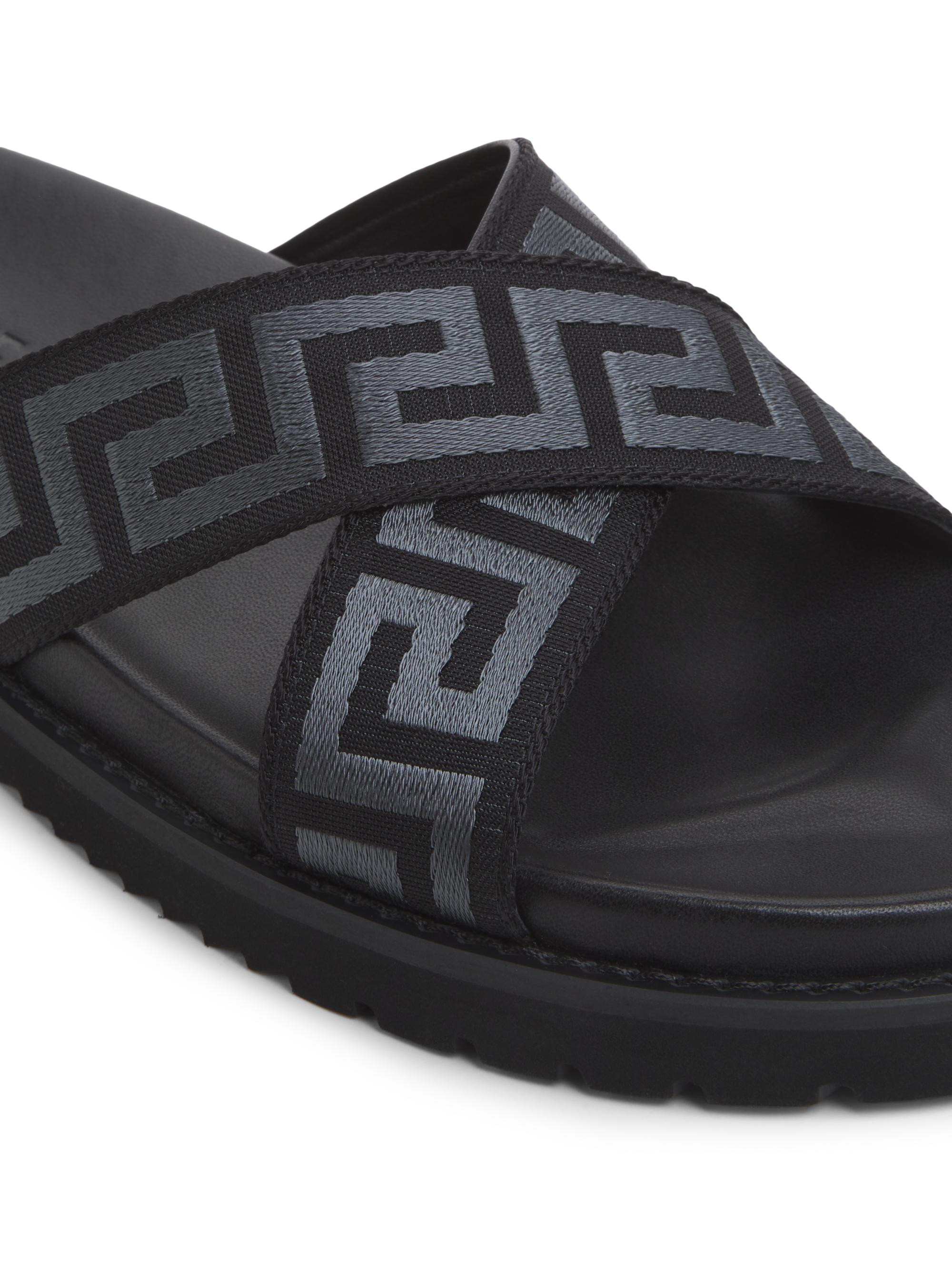 Versace Greek Key Strap Flat Sandals | Saks Fifth Avenue
