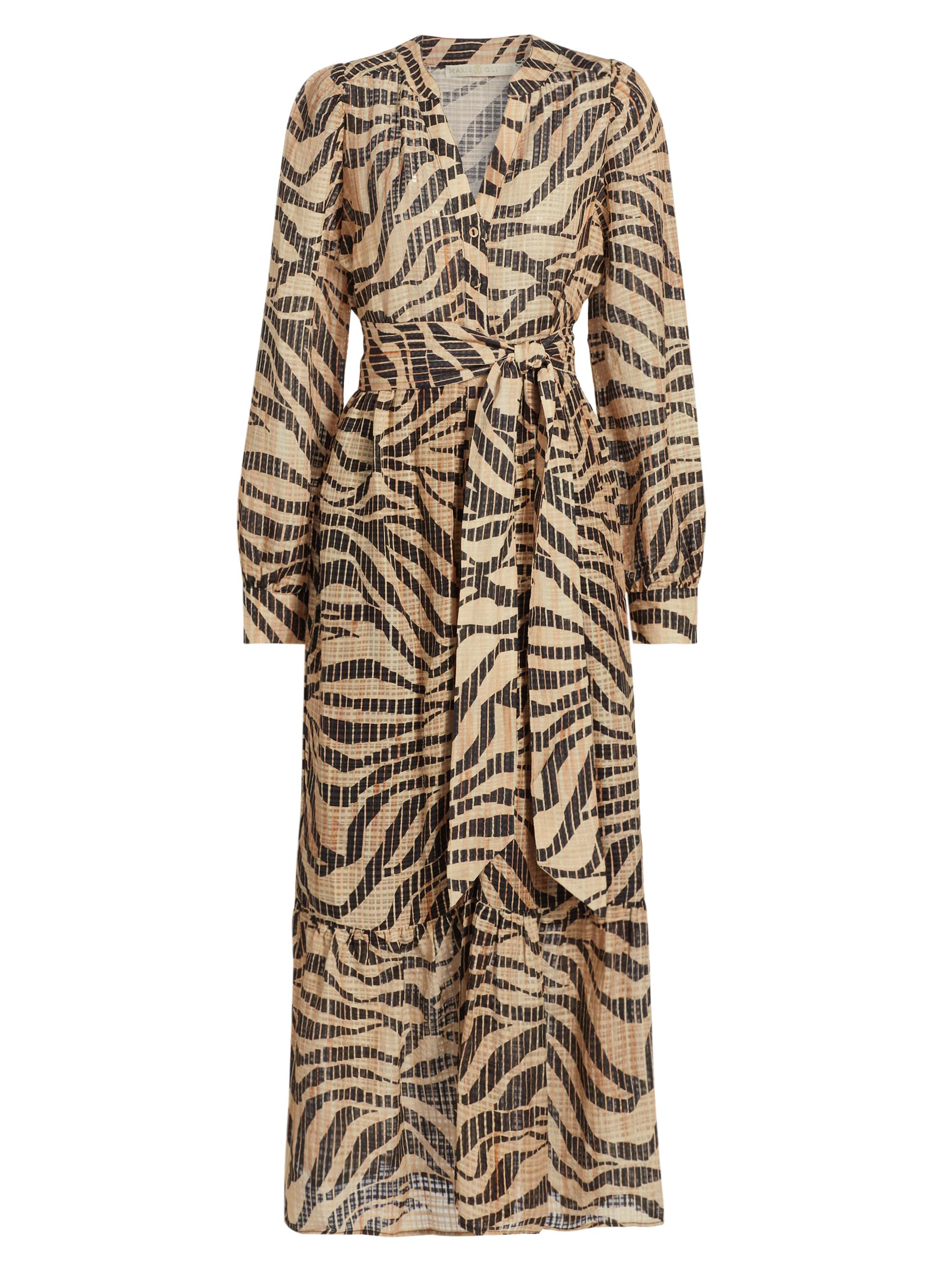 Marie Oliver Women's Hannon Zebra Linen-Blend Dress - Savanna