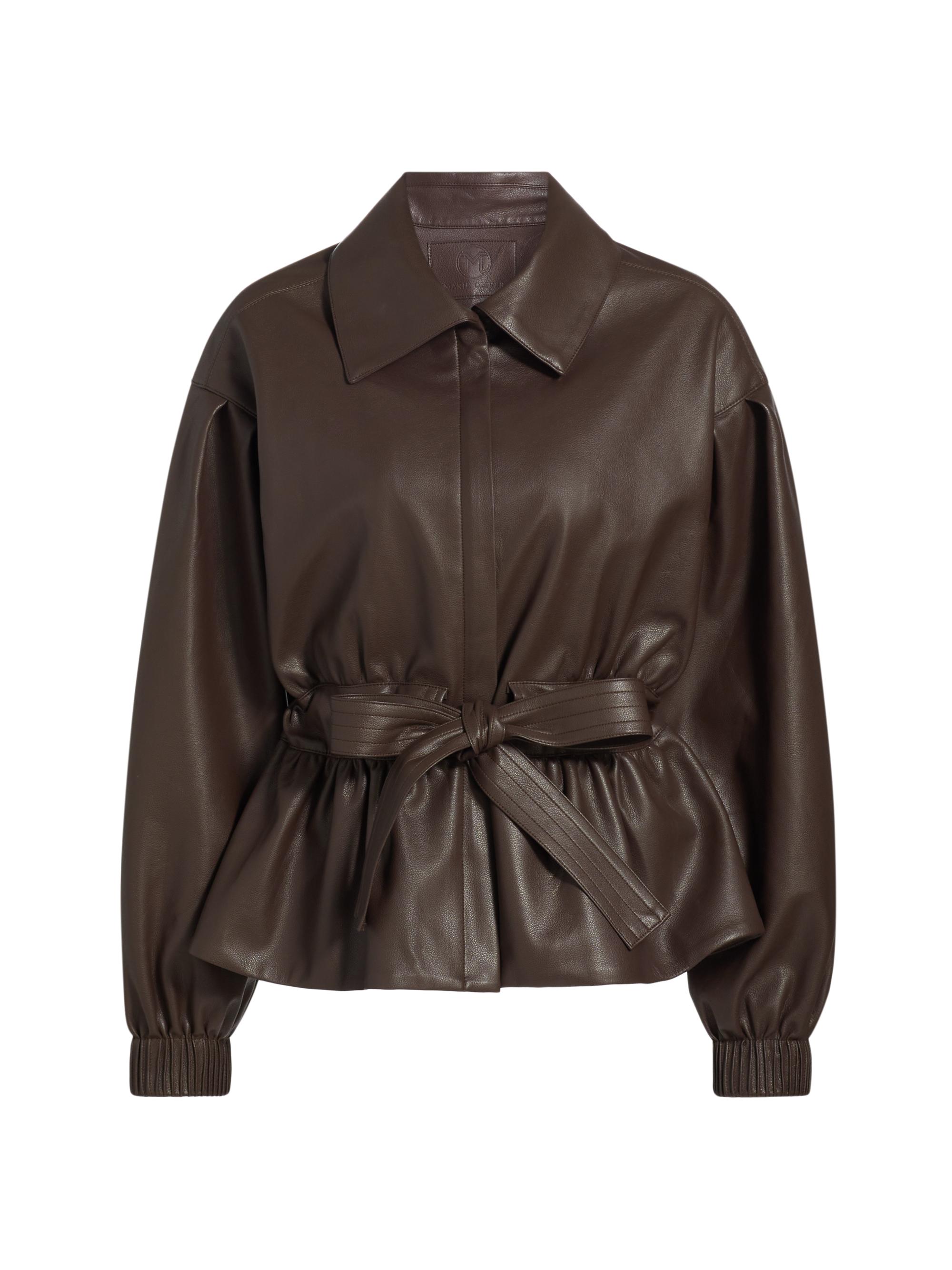 Marie Oliver Women's Chazz Peplum Faux Leather Jacket - Walnut