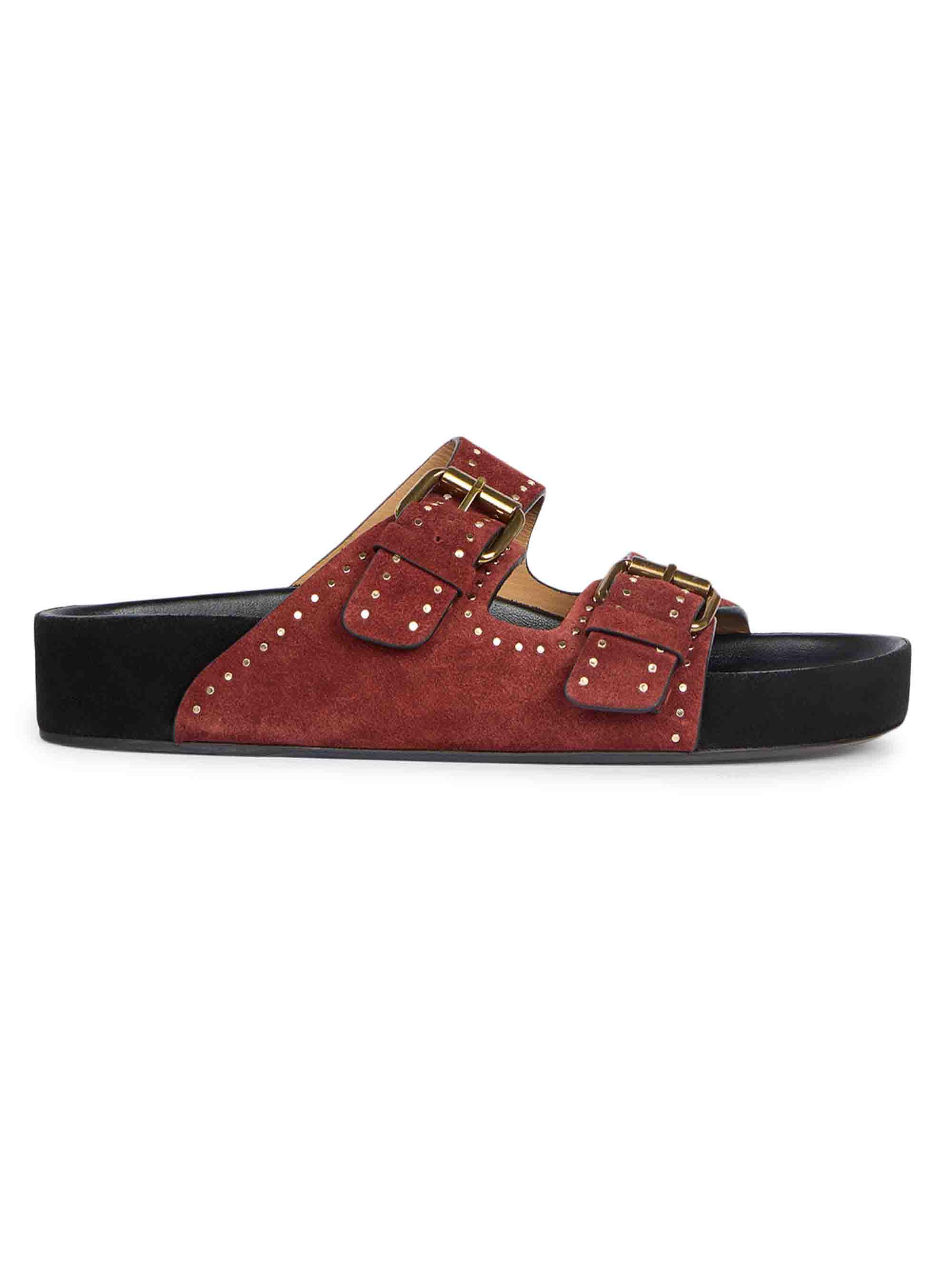 Isabel Marant Women's Lennyo Suede Sandals - Burgundy