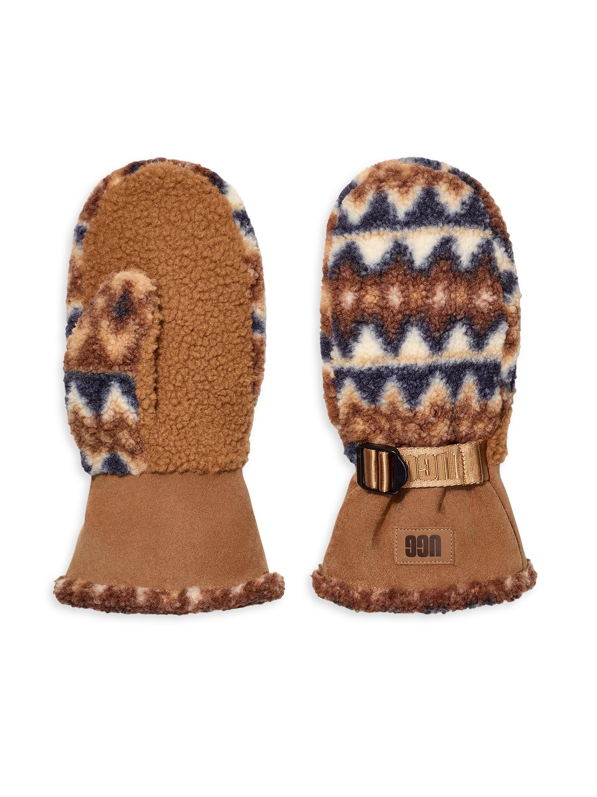 UGG Men's Elias fluff Fleece Mittens - Mariner Uggbraid