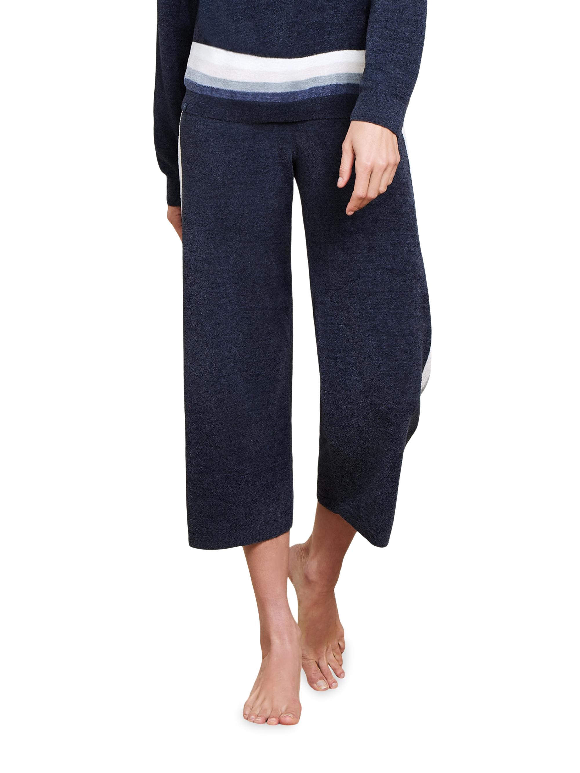 Barefoot Dreams Women's CozyChic Ultra Lite Striped Knit Wide-Leg Pants - Indigo Multi