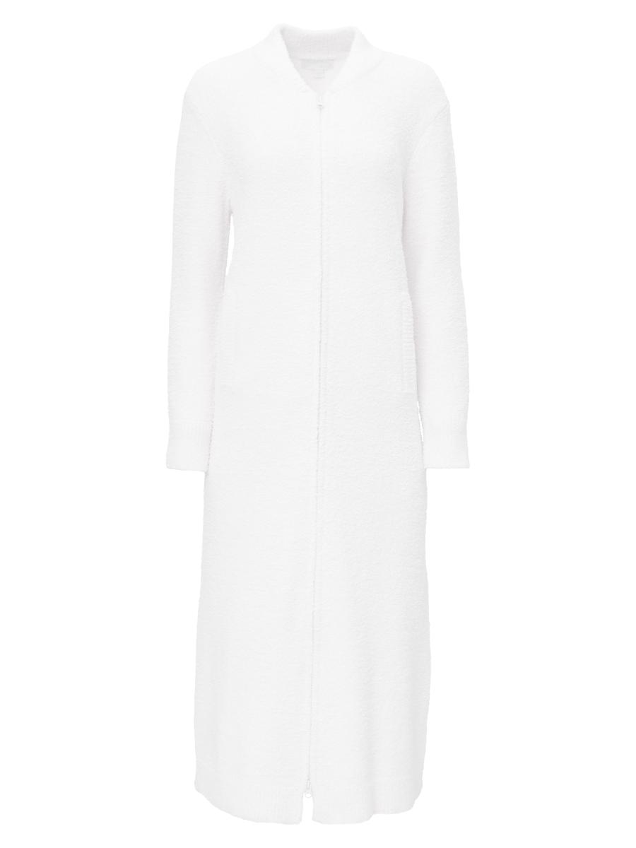 Barefoot Dreams Women's Cozychic Full Zip V-neck Lounger In White