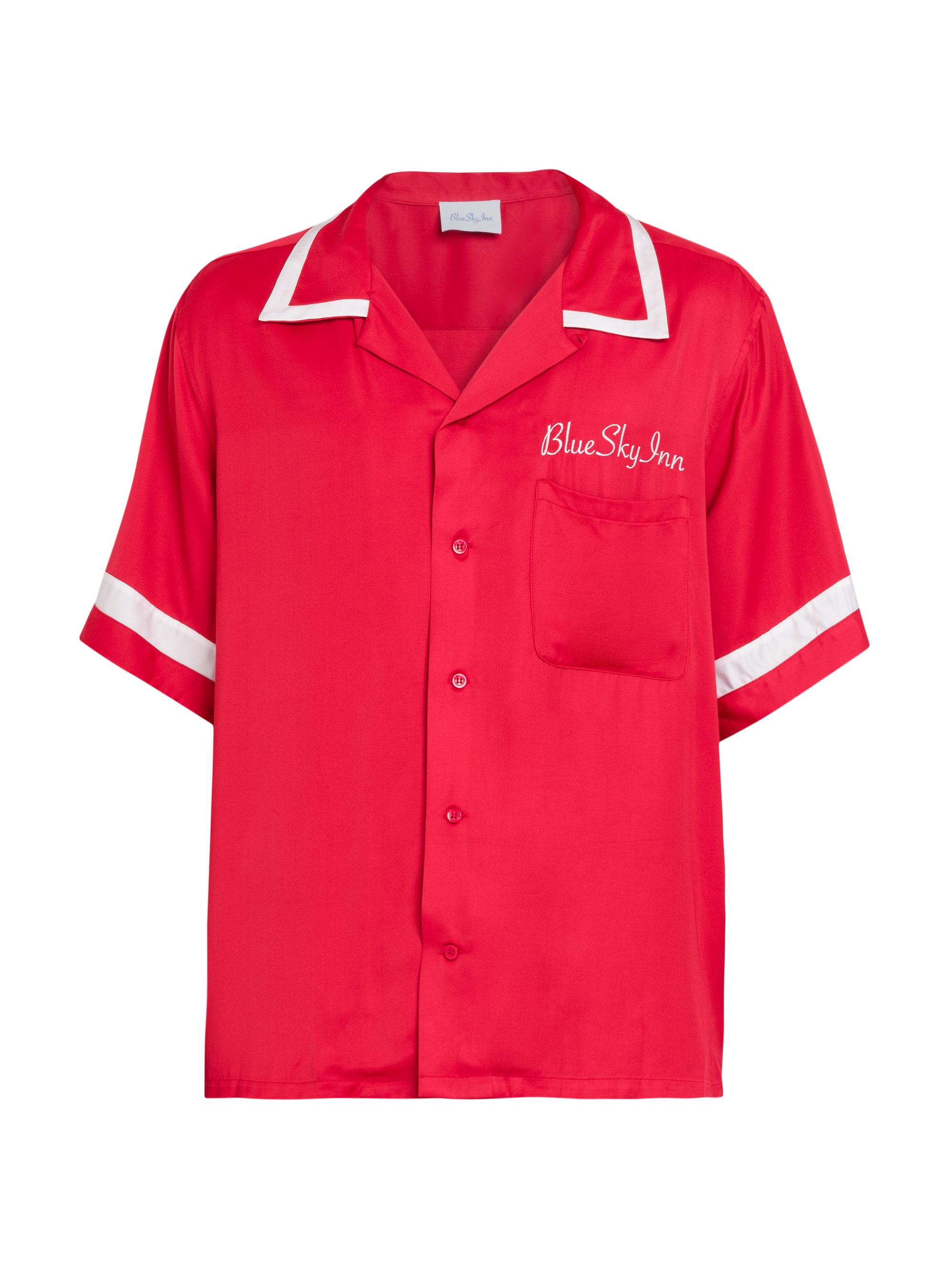 Blue Sky Inn Men's Waiter Camp Collar Short-Sleeve Shirt - Red