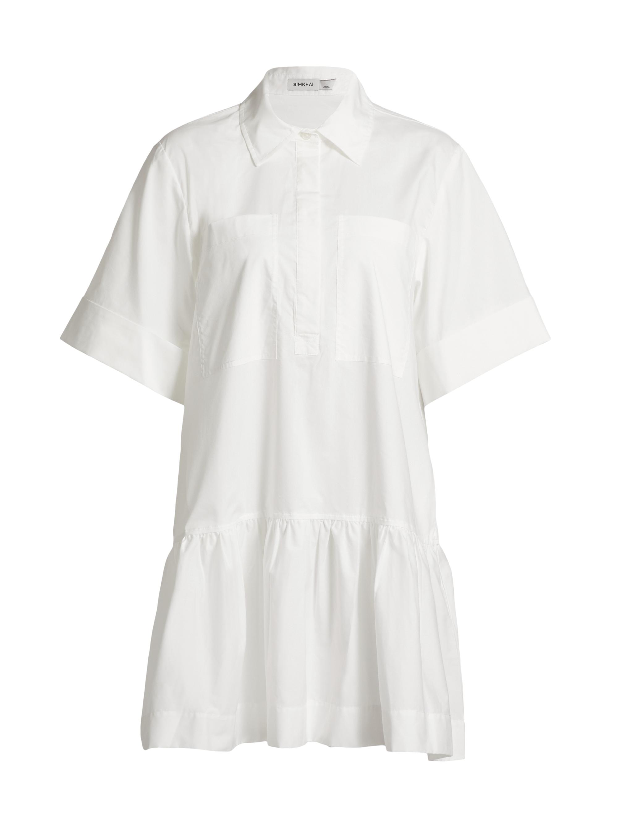 SIMKHAI Women's Cris Pocket Shirt Dress - White