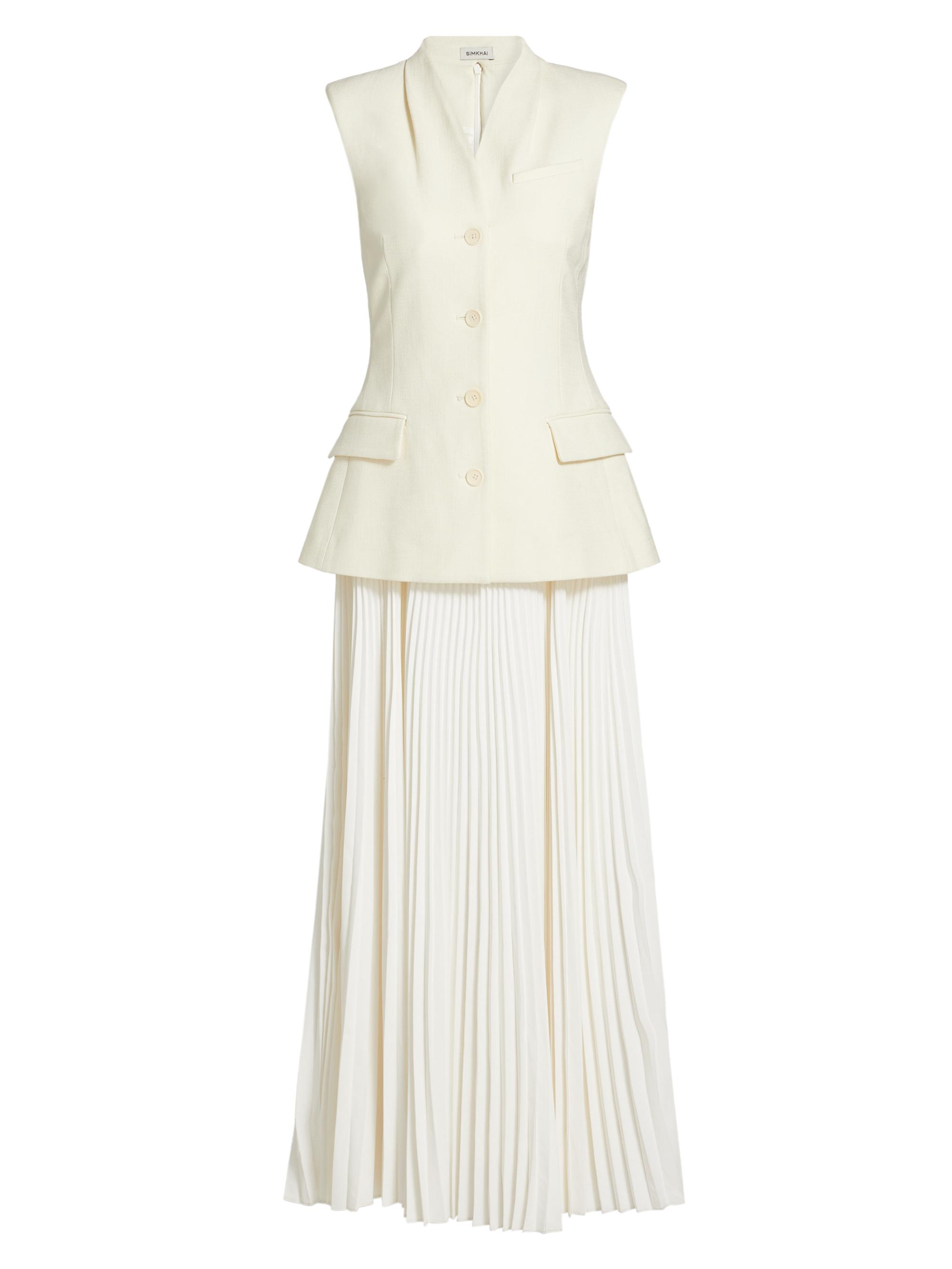 SIMKHAI Women's Georgina Pieced Vest Maxi Dress - White