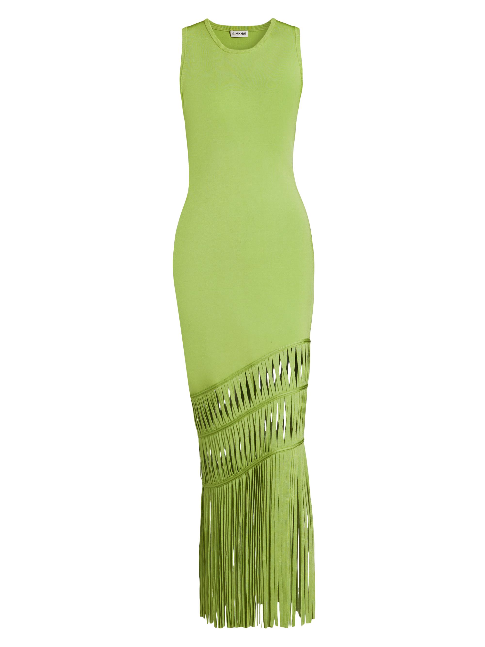 SIMKHAI Women's Brookes Fringed Maxi Dress - Vine