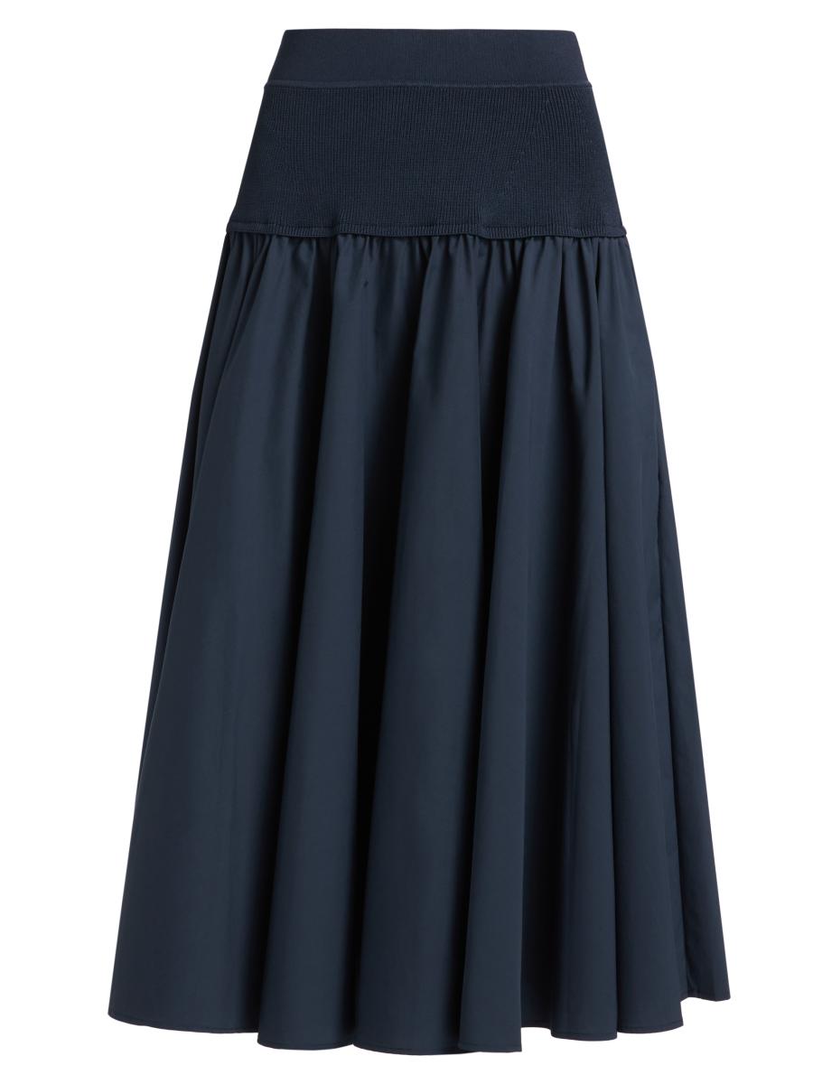 スカート [MATINKIM]flats stitch layered skirt in navy Archway Trivium 2 Kick Pleat Skirt (K-5)