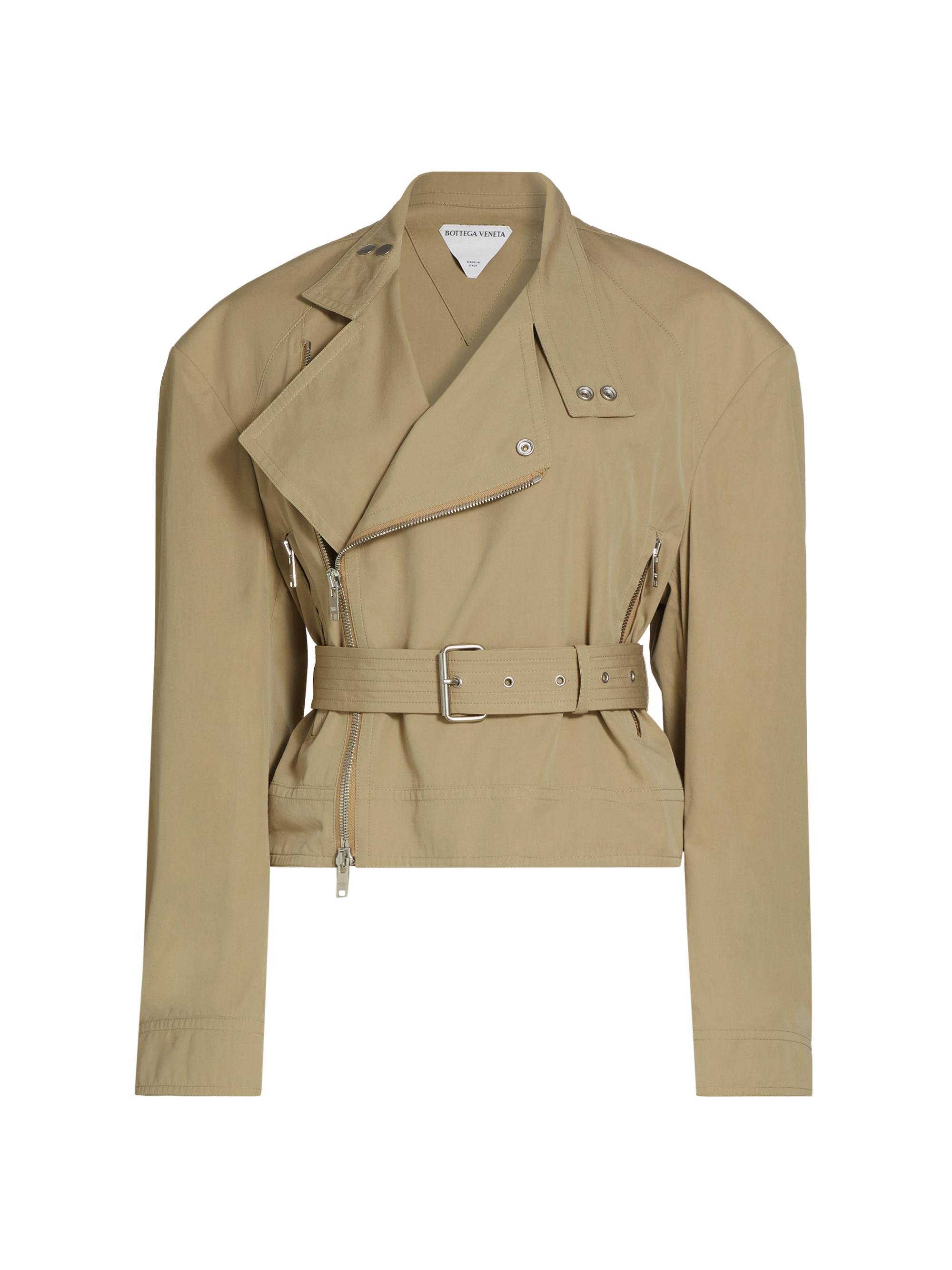 Bottega Veneta Women's Compact Cotton Biker Jacket - Sand