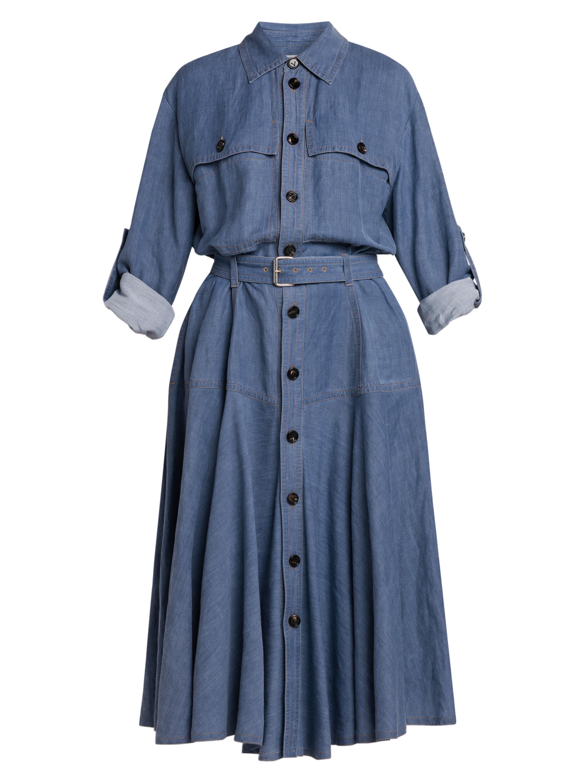 Bottega Veneta Women's Fluid Denim Chambray Dress - Blue