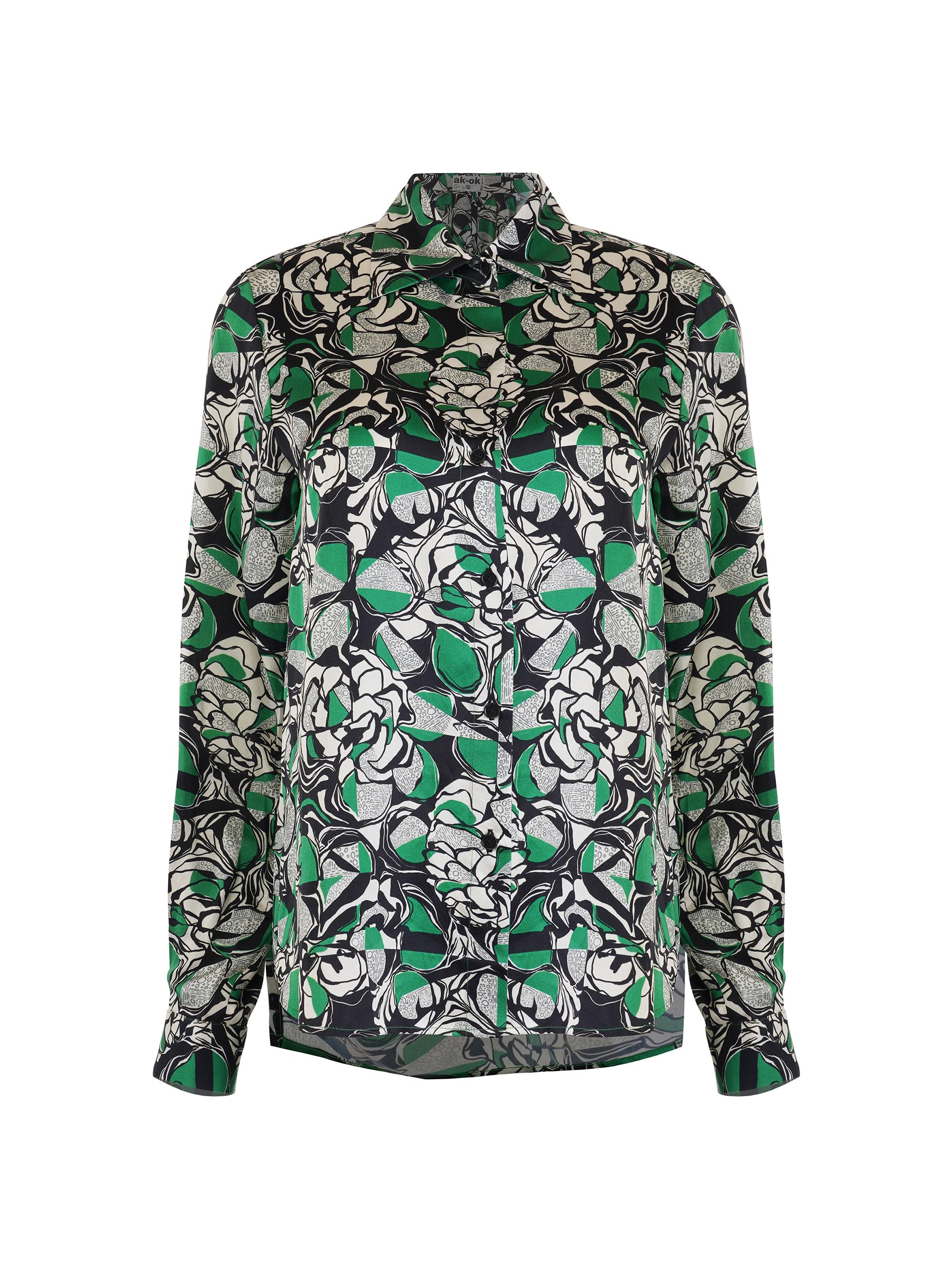 AKOK Anamika Khanna Women's Graphic Floral Silk Shirt