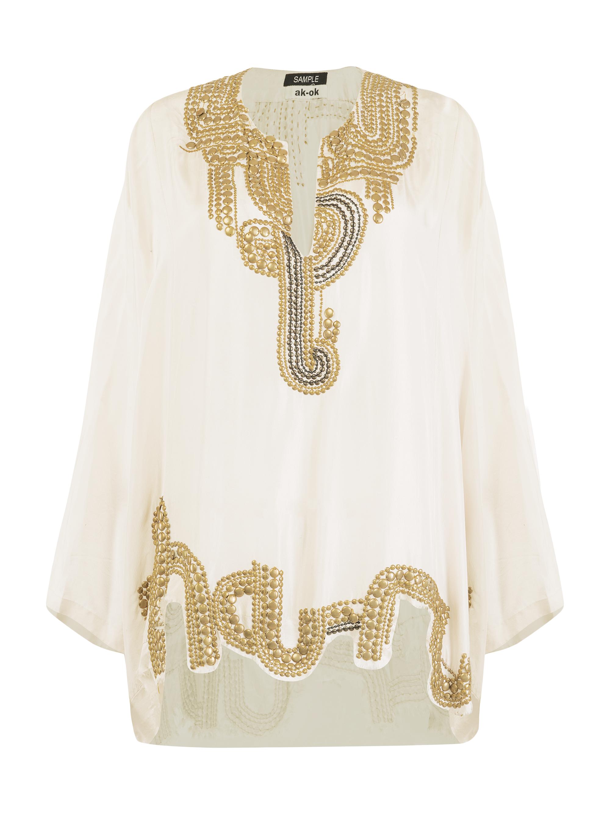 AKOK Anamika Khanna Women's Embellished Silk Tunic - Off White