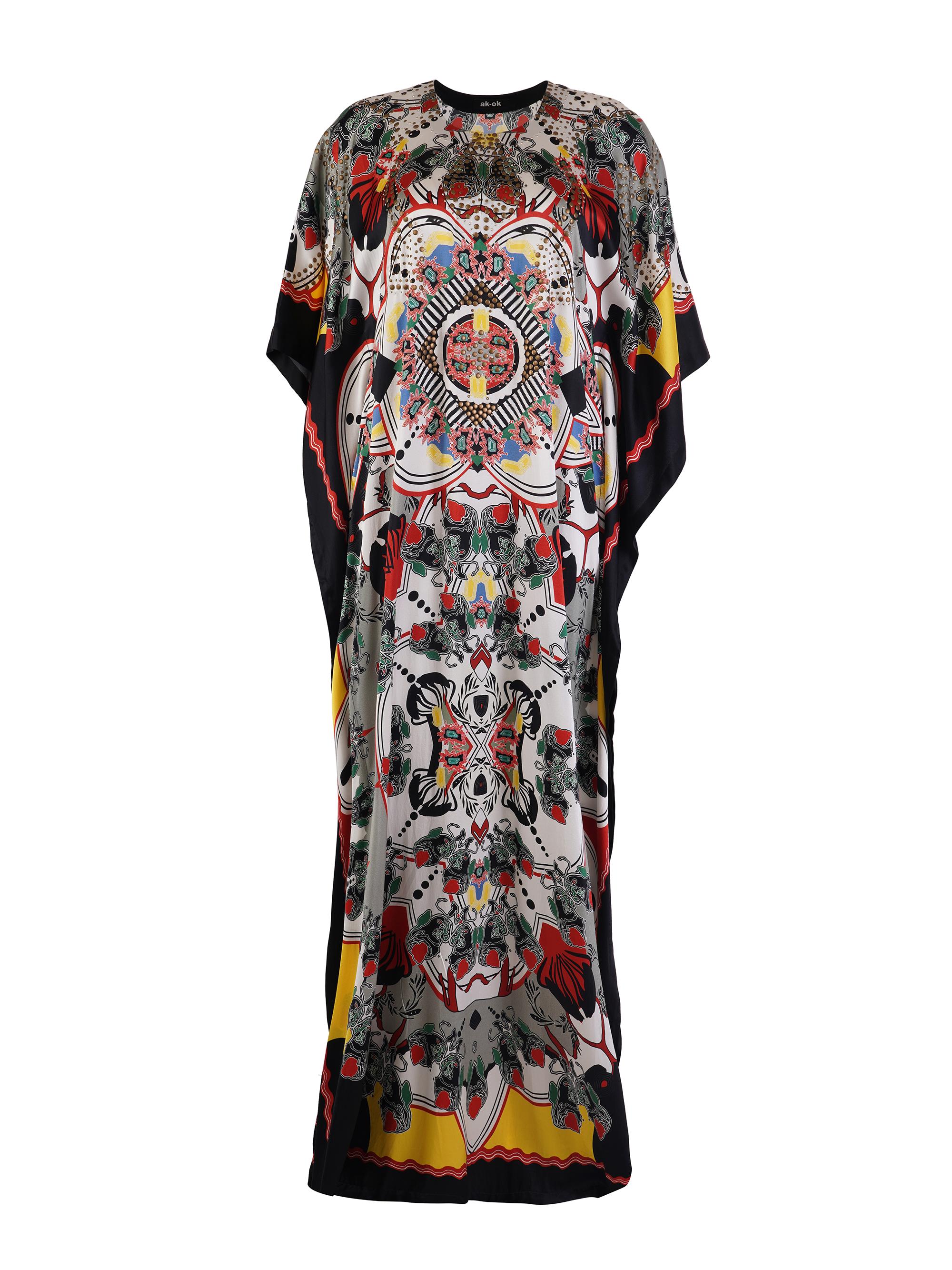 AKOK Anamika Khanna Women's Printed Silk Studded Caftan