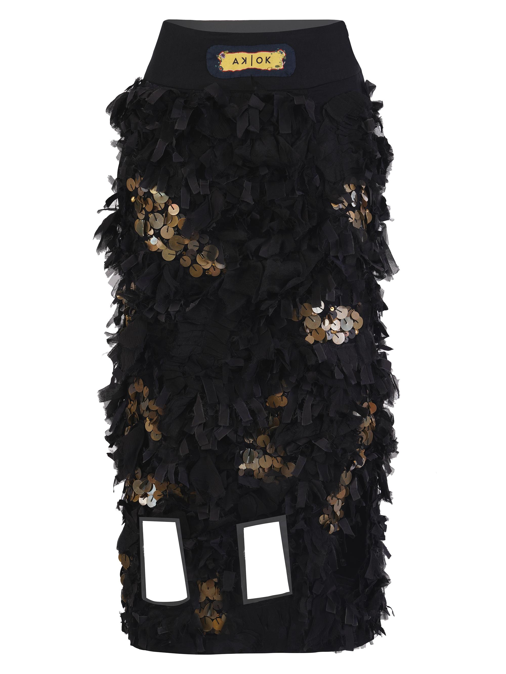 AKOK Anamika Khanna Women's Embellished Cut-Out Skirt - Black