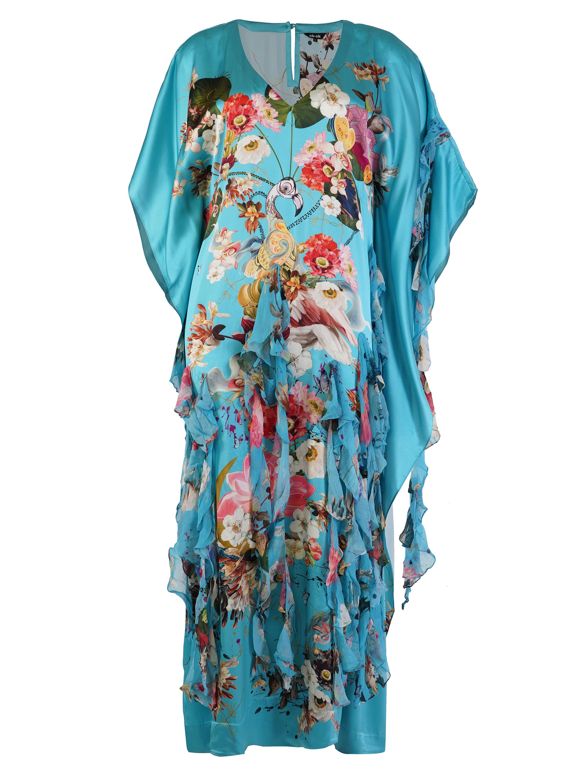 AKOK Anamika Khanna Women's Ruffled Floral Silk Caftan