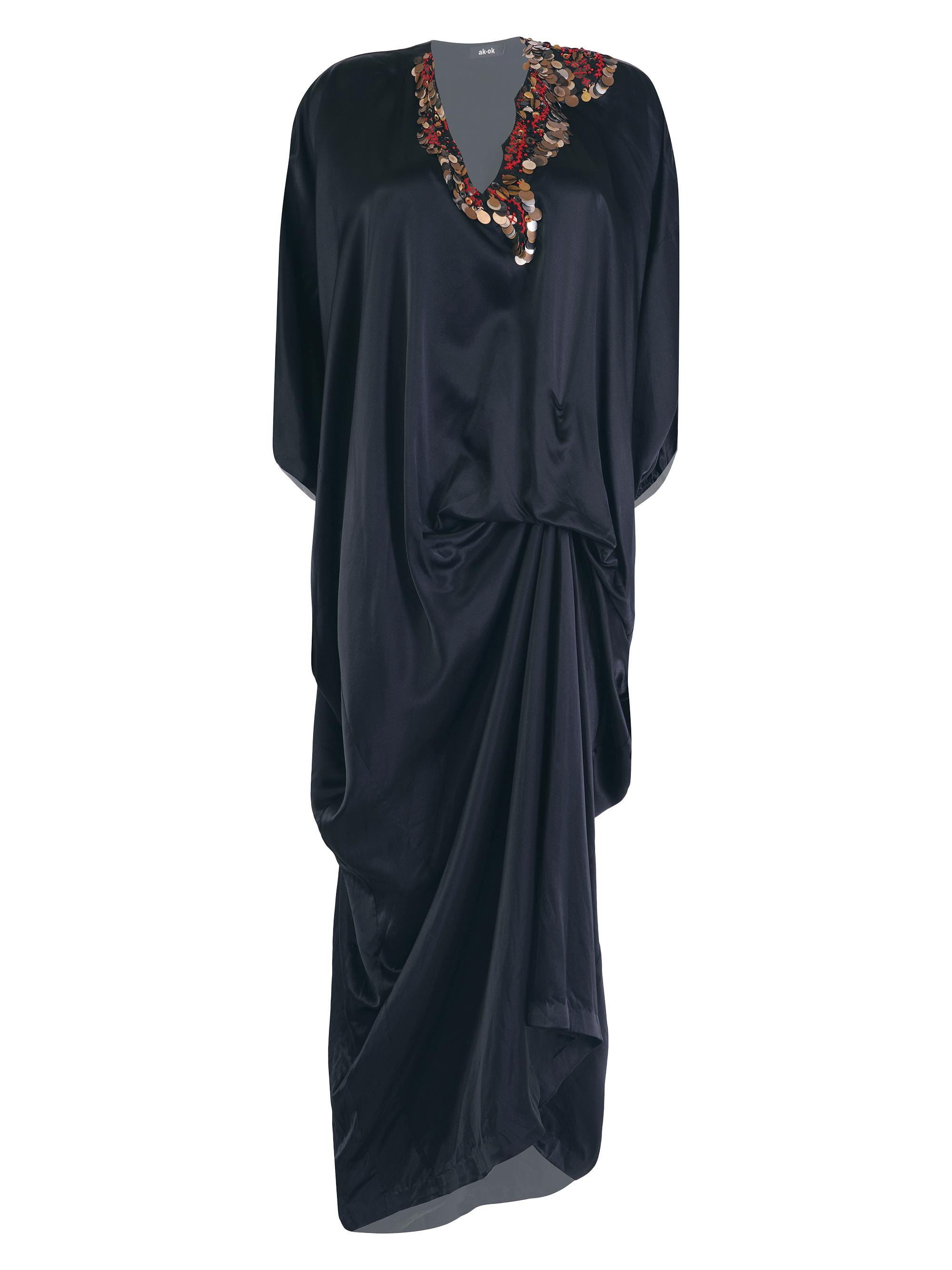 AKOK Anamika Khanna Women's Embellished Silk Caftan - Black