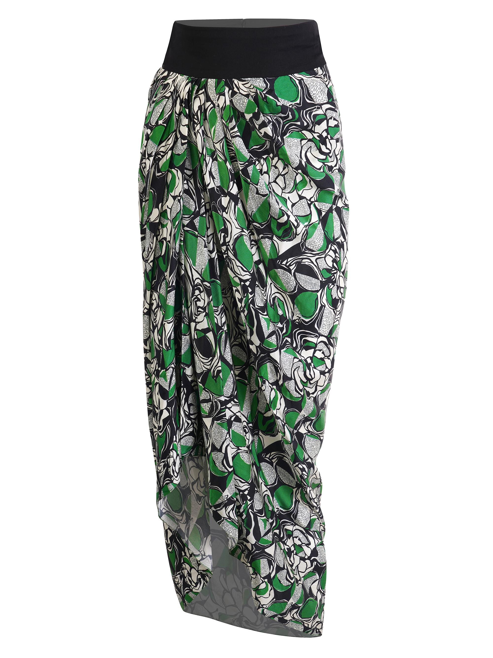 AKOK Anamika Khanna Women's Graphic Floral Silk Skirt