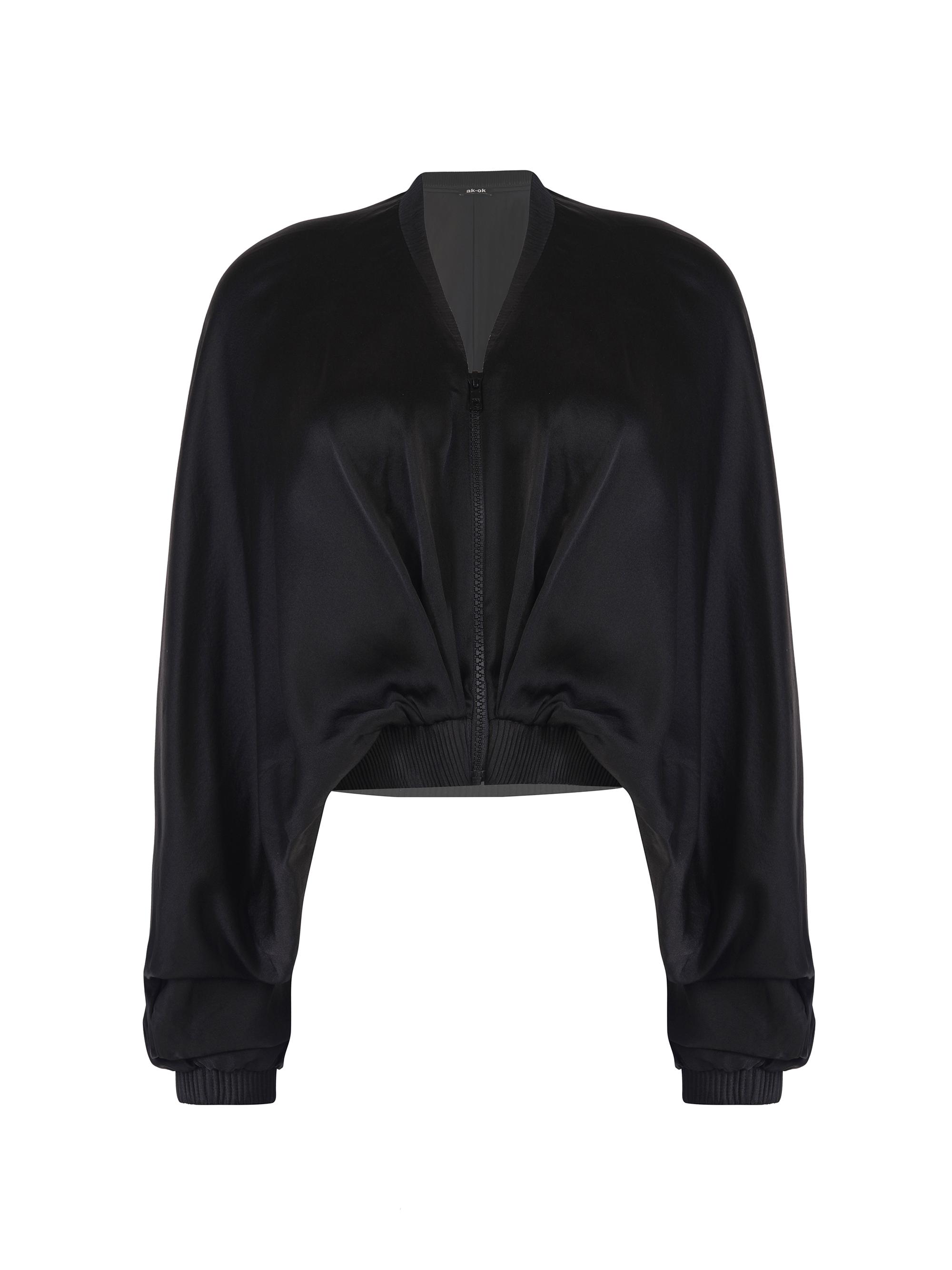 AKOK Anamika Khanna Women's Silk Batwing Crop Top - Black