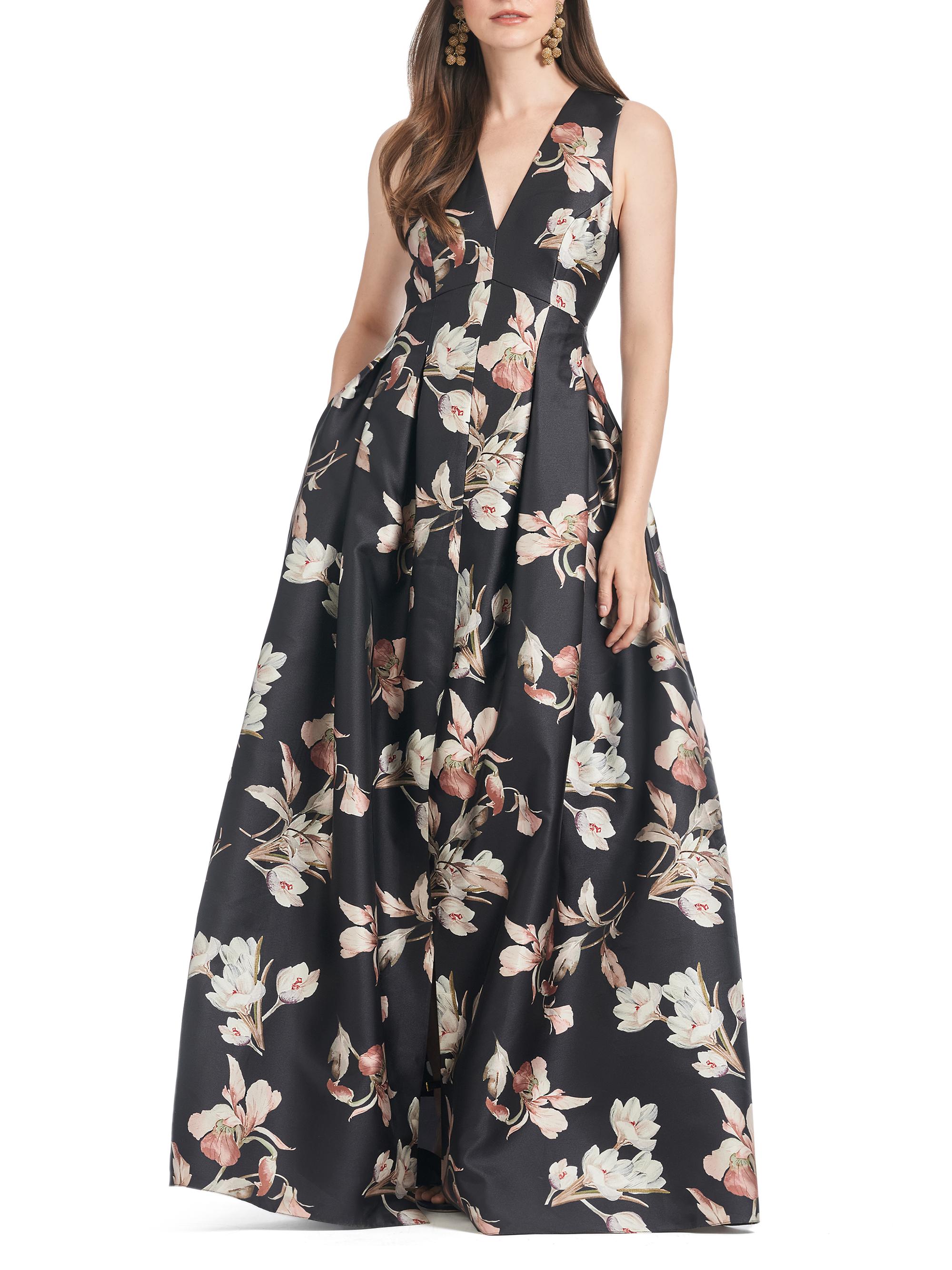 Sachin & Babi Women's Brooke Floral Mikado Sleeveless Gown - Black Venetia Petals