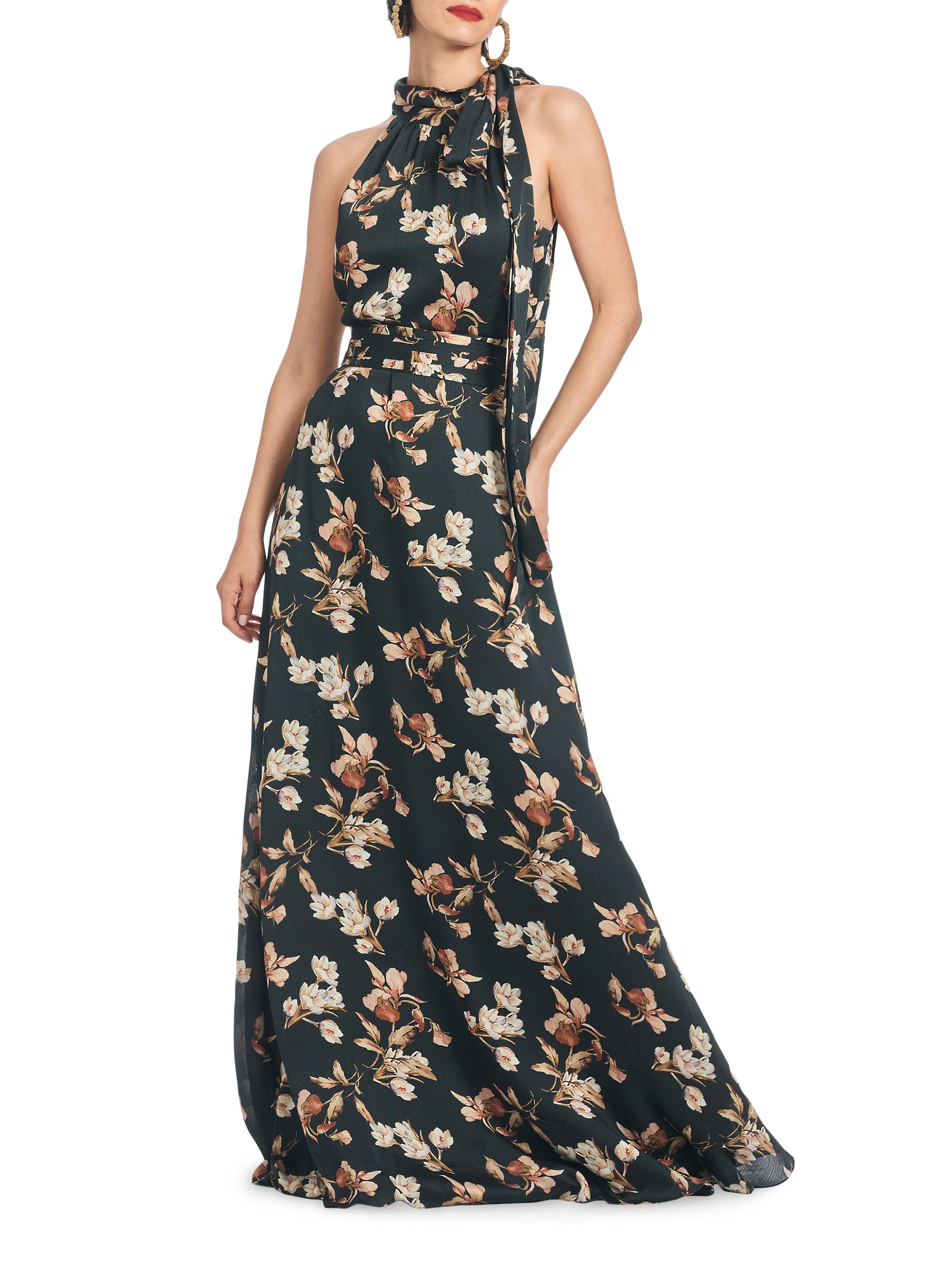 Sachin & Babi Women's Kayla Floral Georgette Tieneck Gown - Black Venetia Petals