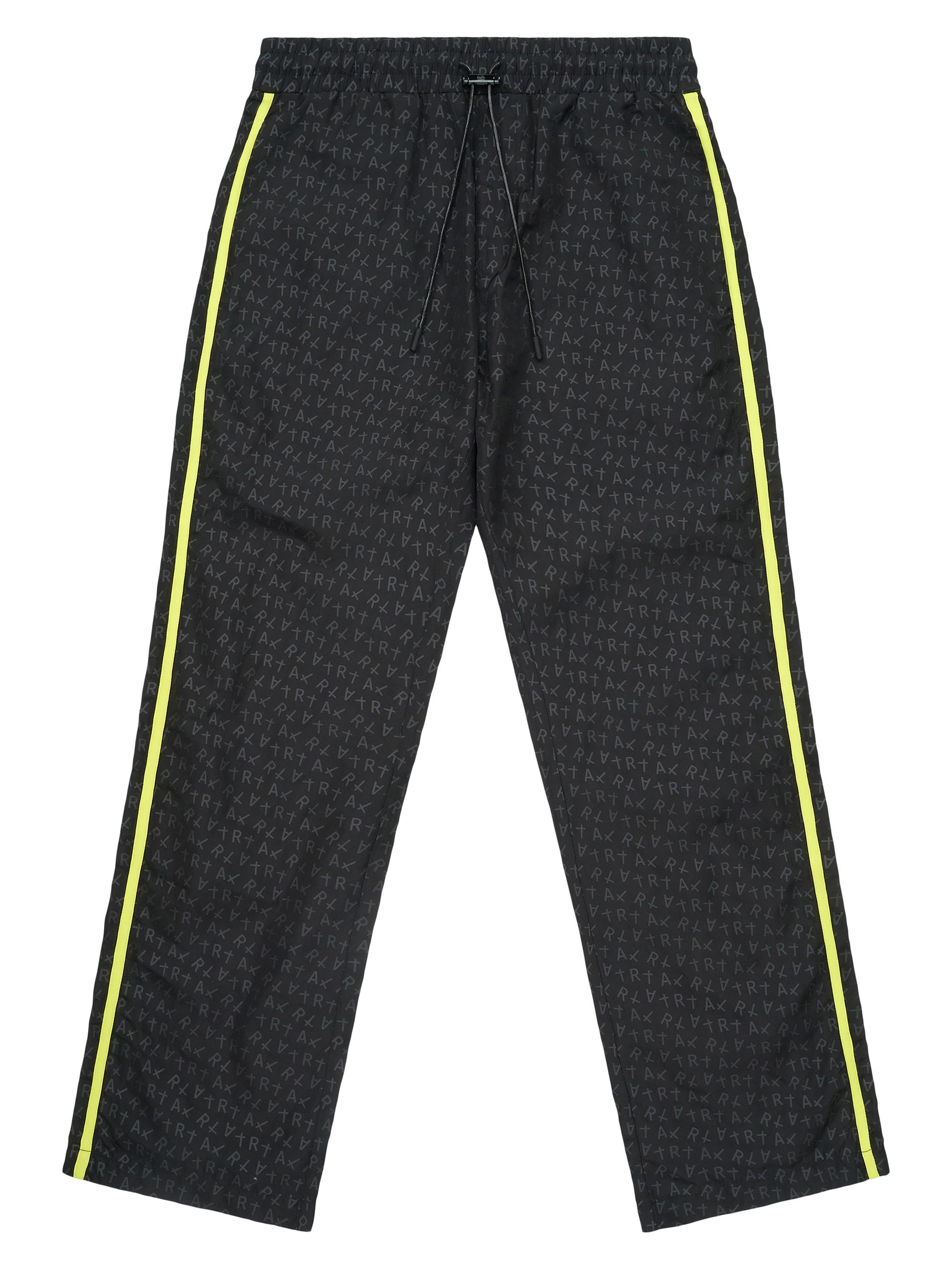 RTA Men's Harvey Allover Logo Drawstring Pants - Black Allover Logo