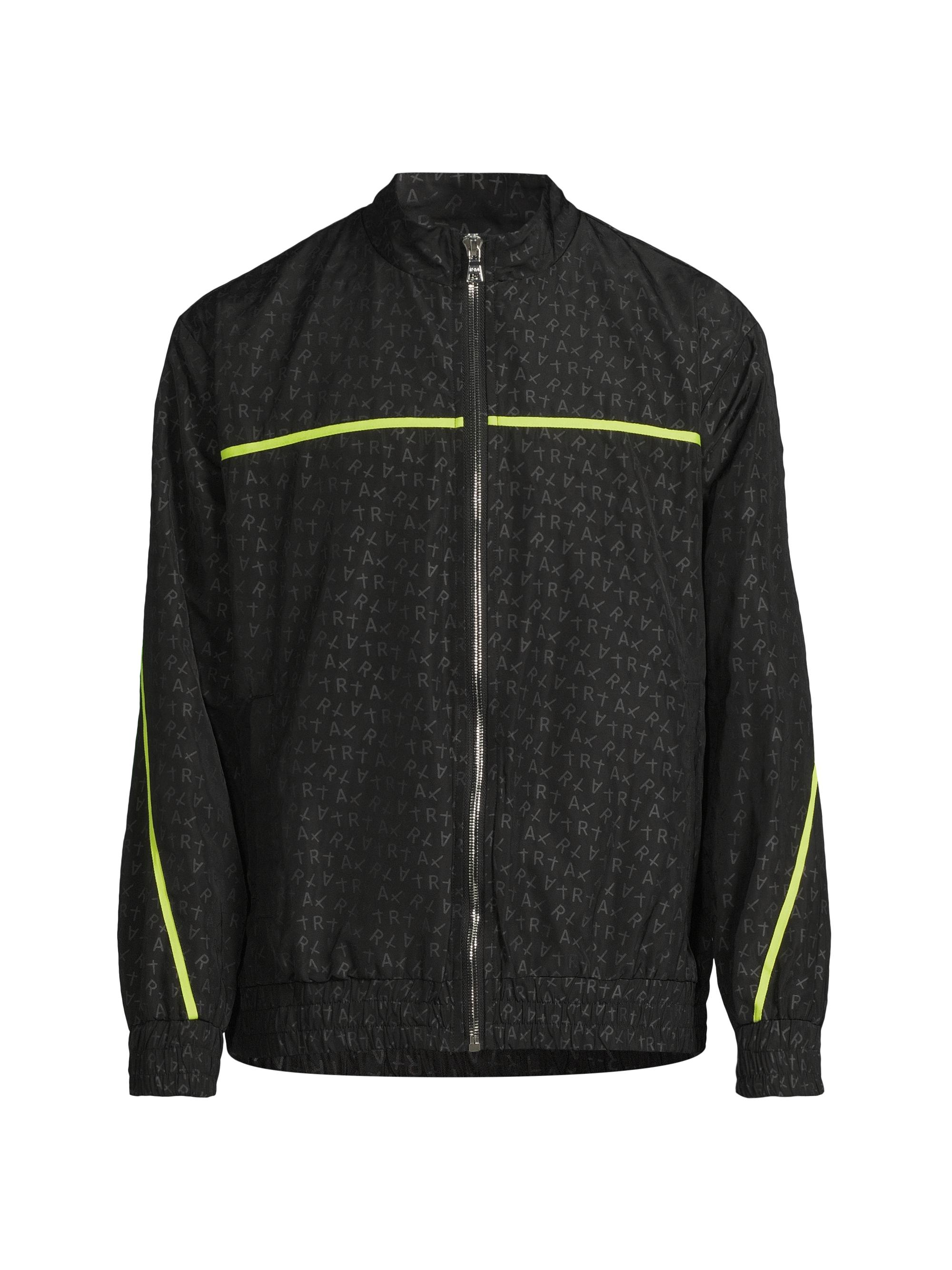 RTA Men's Melvin Logo Print Windbreaker Jacket - Black Allover Logo