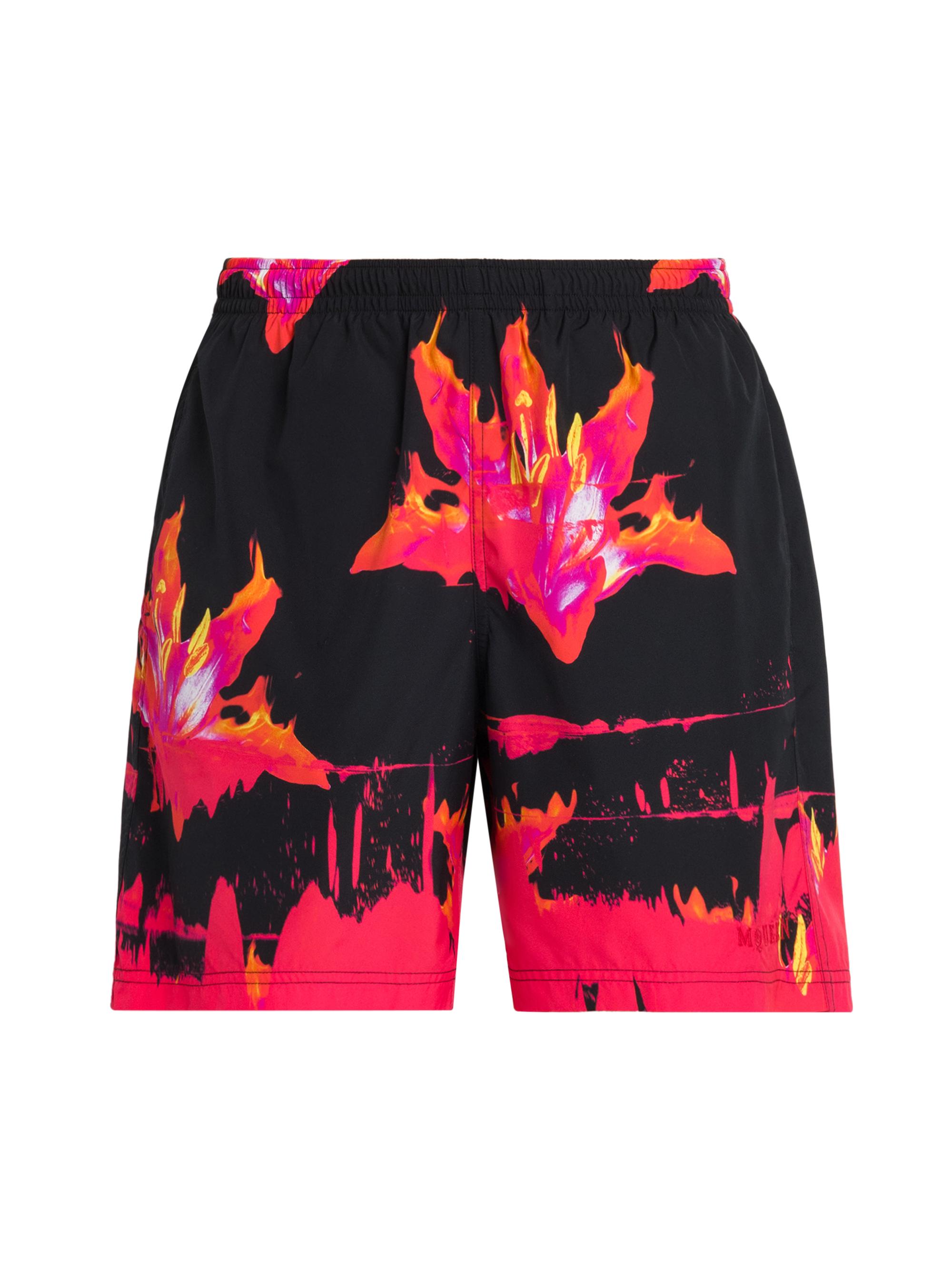 McQueen Men's Fire Lily Swim Trunks - Black Red