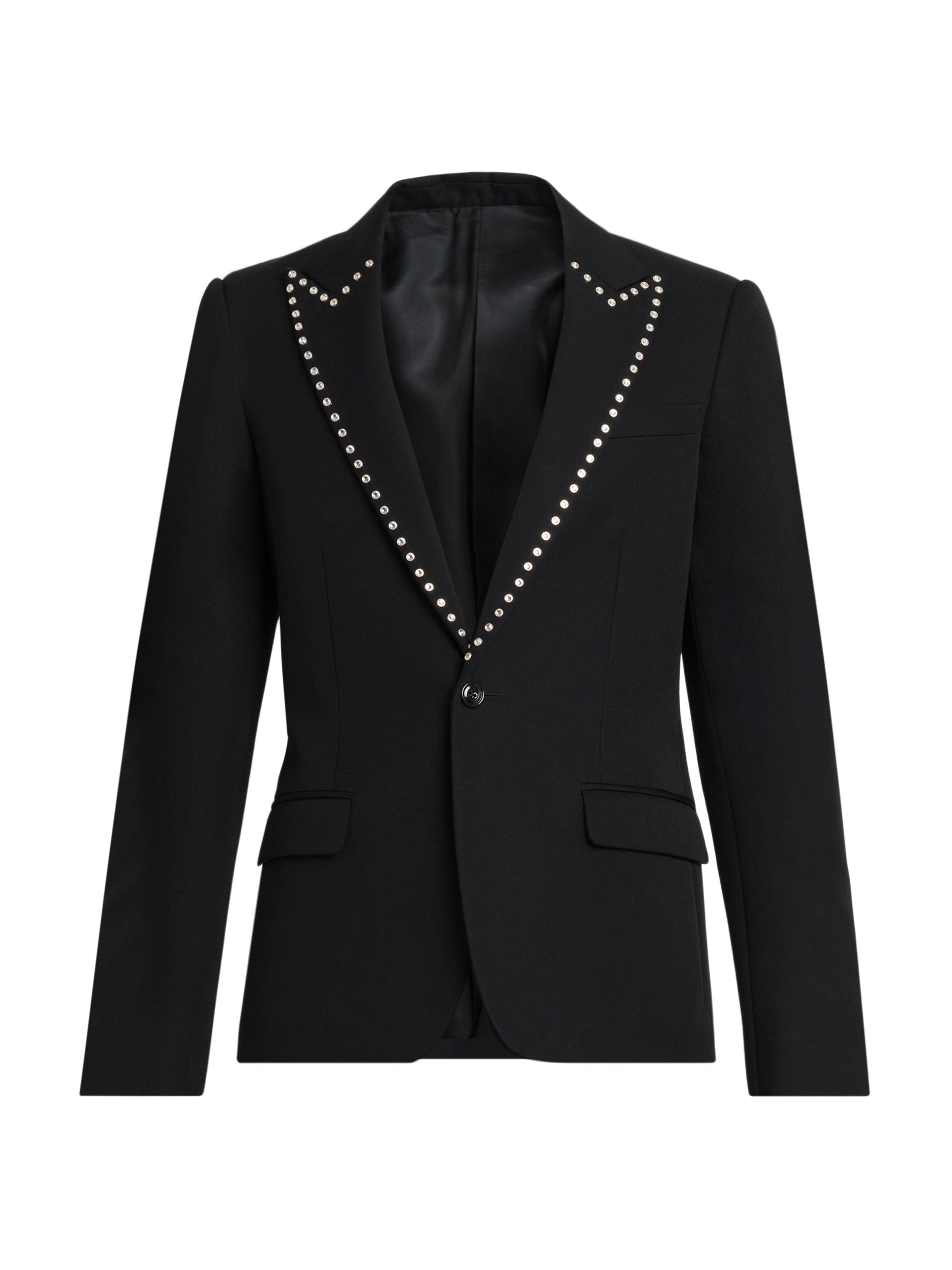 McQueen Men's Embellished Wool Single-Breasted Blazer - Black